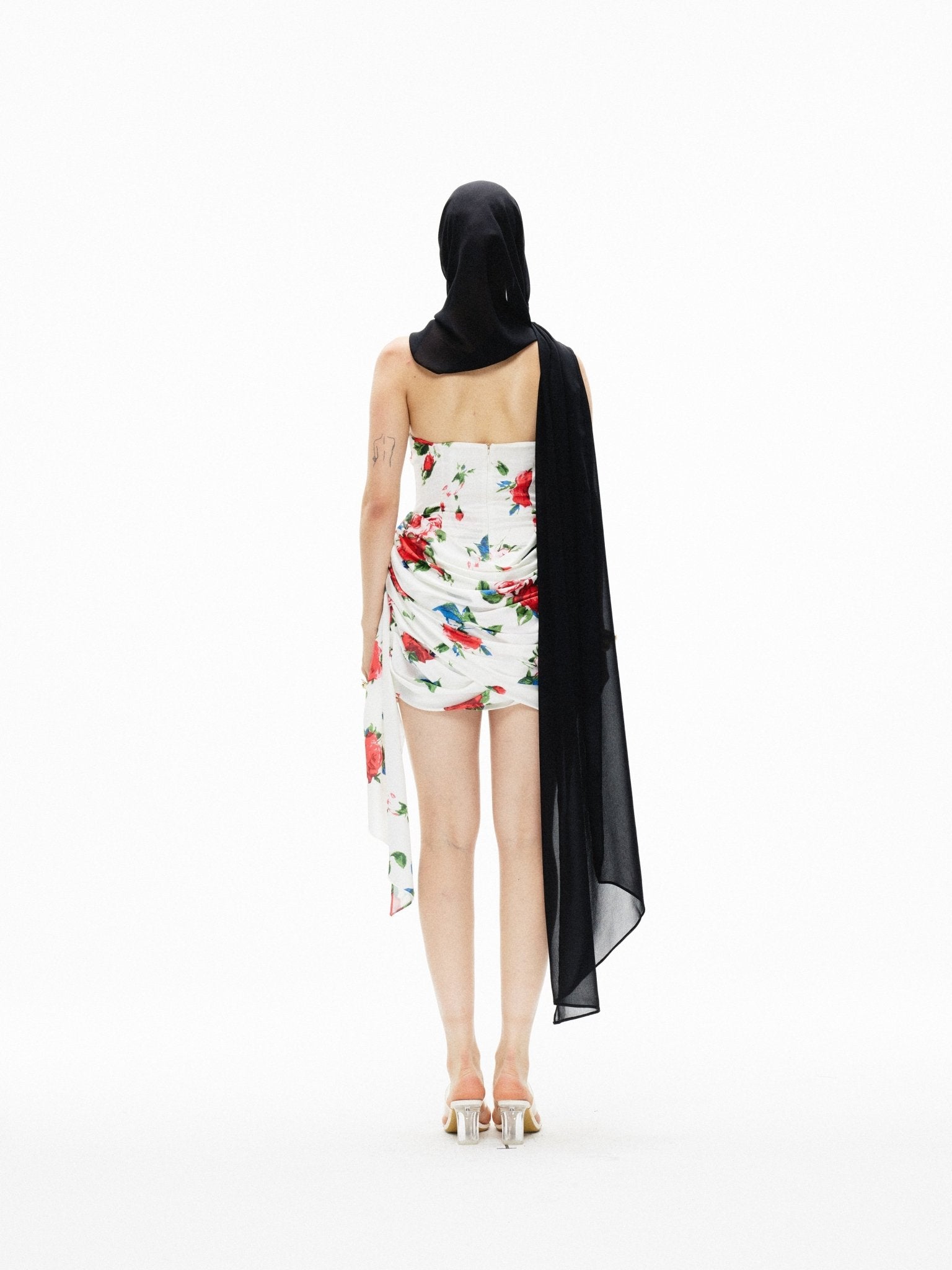 Arte Pura Pleated Skirt Tube Top Printed Dress in White Arte Pura Pleated Skirt Tube Top Printed Dress in White