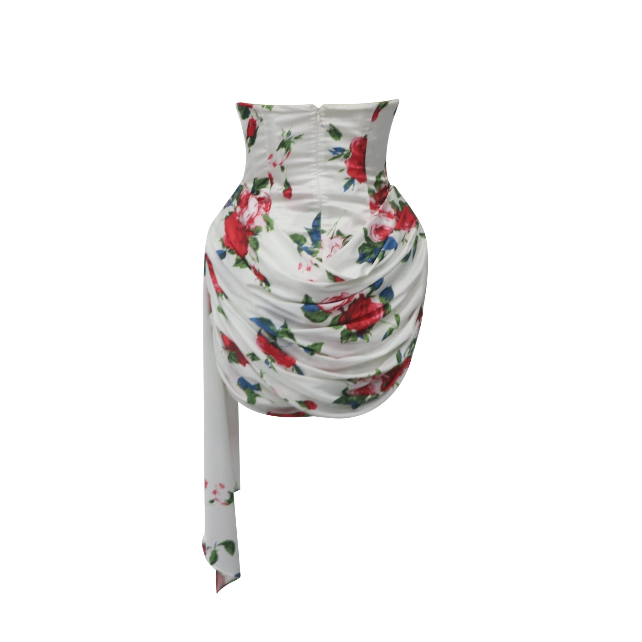 ARTE PURA Pleated Skirt Tube Top Printed Dress In White | MADAX