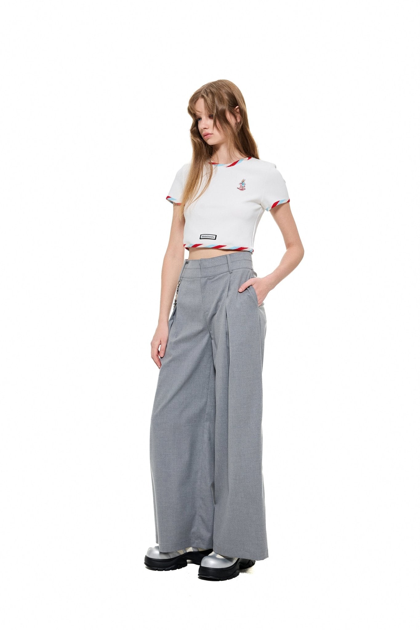 Alexia Sandra Pleated Wide - Leg Trousers in Grey | MADA IN CHINA