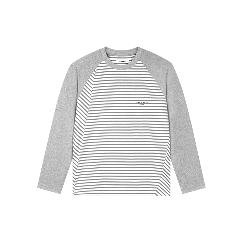 Long-Sleeved T-shirt With Rotator Sleeves And Stripes In Gray