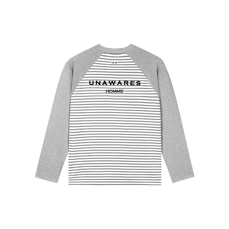 Long-Sleeved T-shirt With Rotator Sleeves And Stripes In Gray