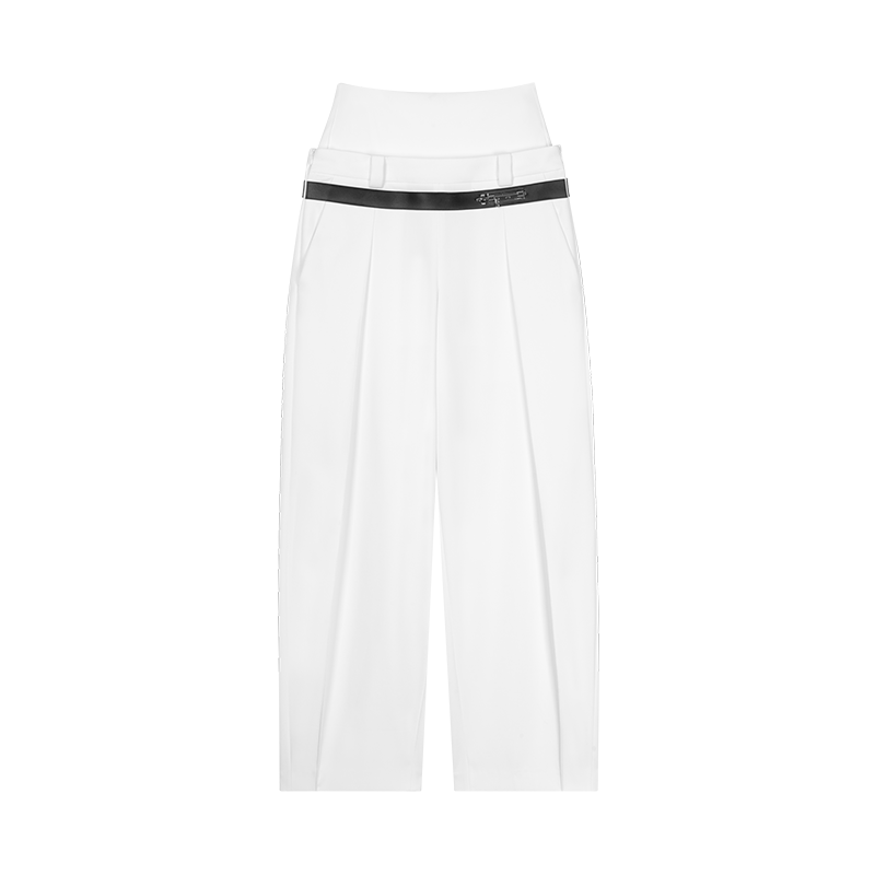 Double Silhouette Pinched Leg Trousers In White