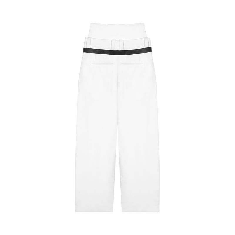 Double Silhouette Pinched Leg Trousers In White