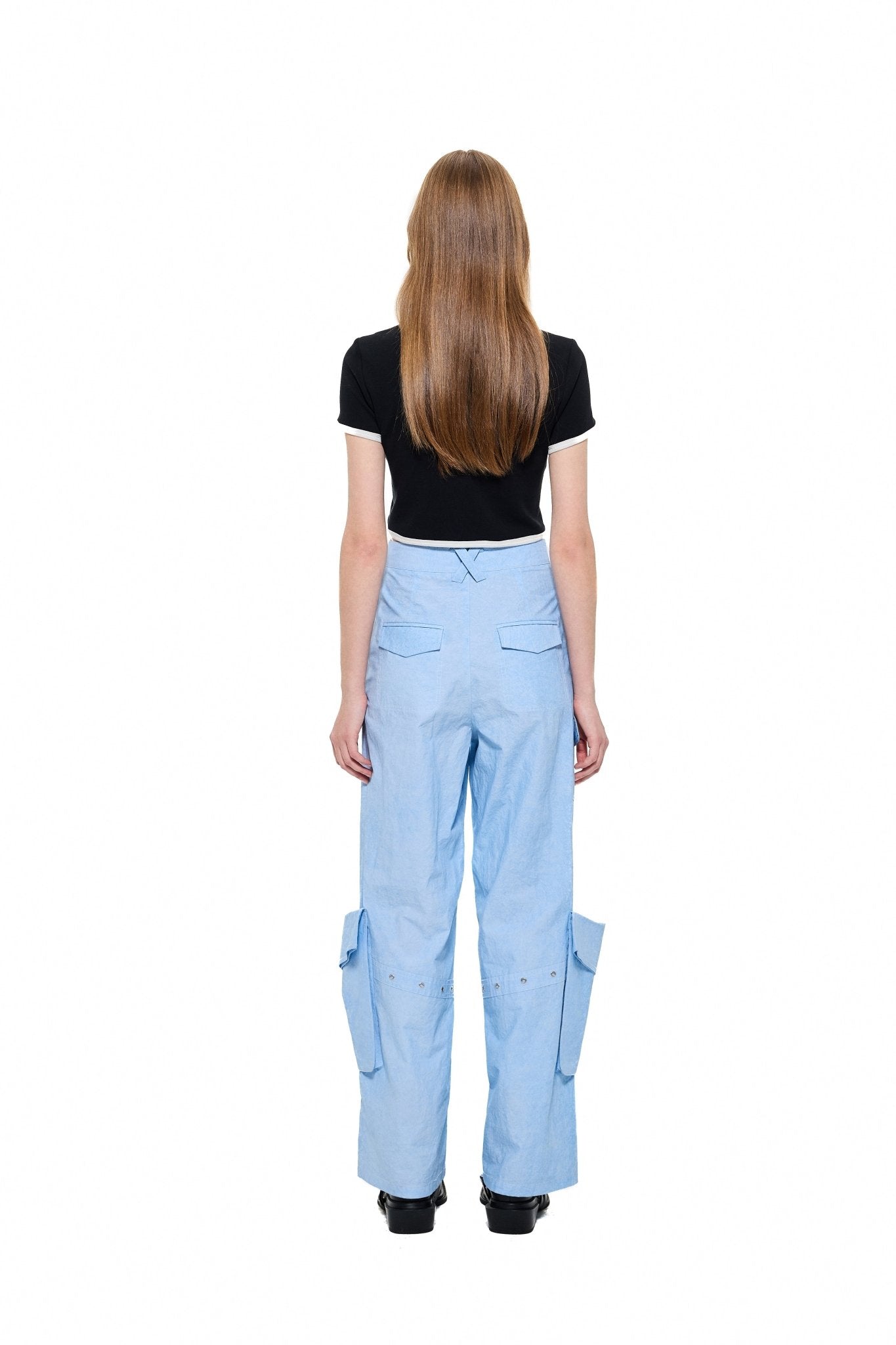 Alexia Sandra Pocket Wide - Leg Cargo Trousers in Blue | MADA IN CHINA