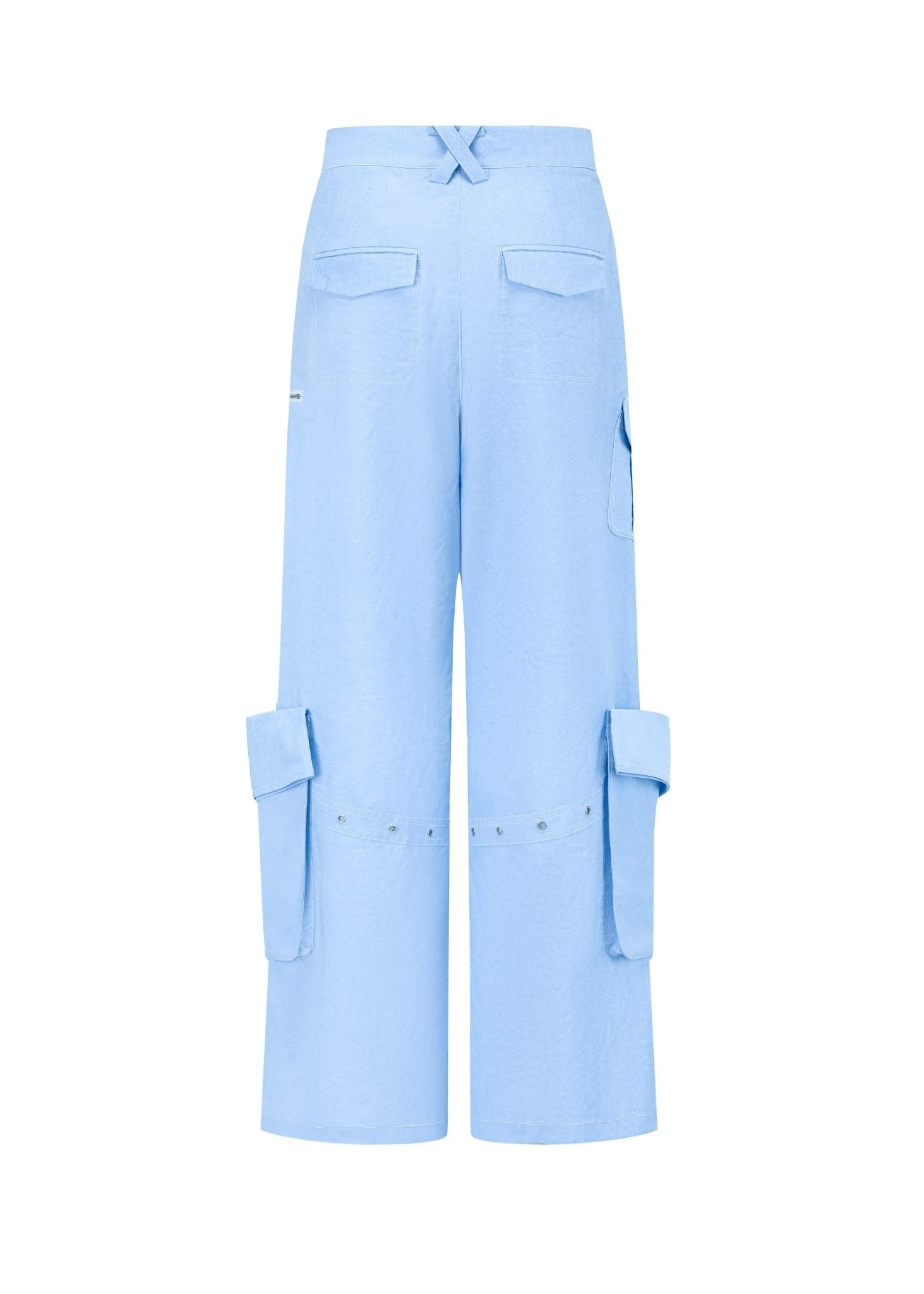 Pocket Wide-Leg Cargo Trousers in Blue | MADAX