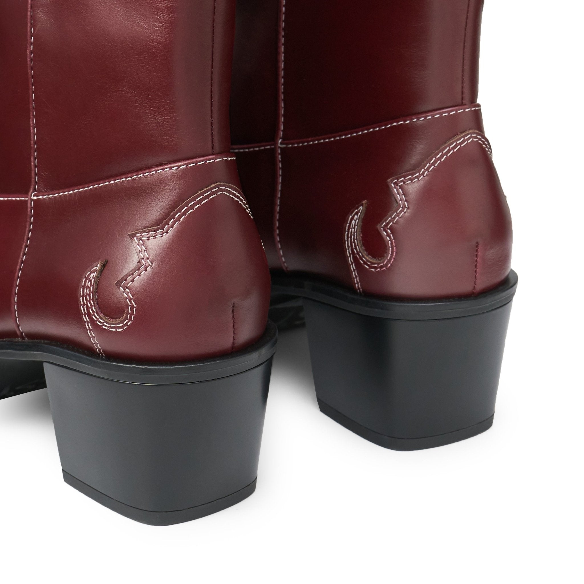 LOST IN ECHO Pointed Platform Western Cowboy Boots In Wine Red | MADAX