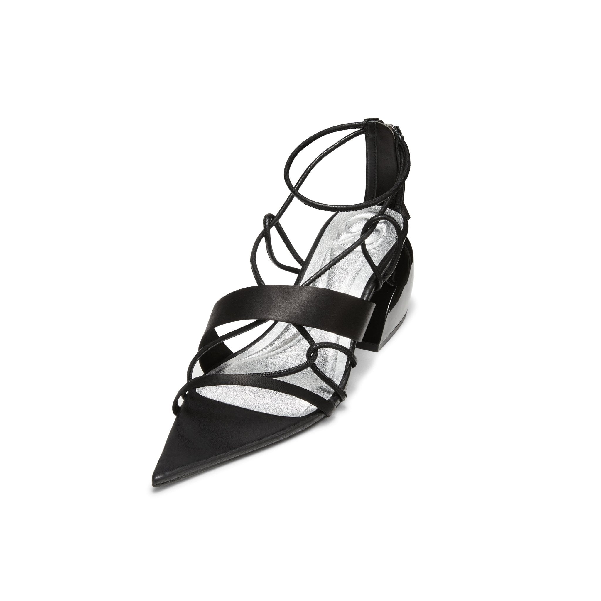 LOST IN ECHO Pointed - toe Cross Strap Block Heel Sandals in Black | MADA IN CHINA