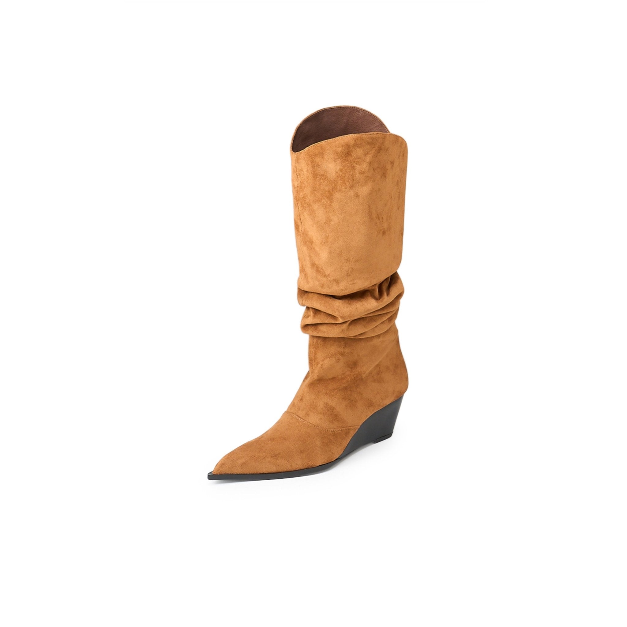 LOST IN ECHO Pointed Wedge Heaps Pile Boots In Brown | MADAX