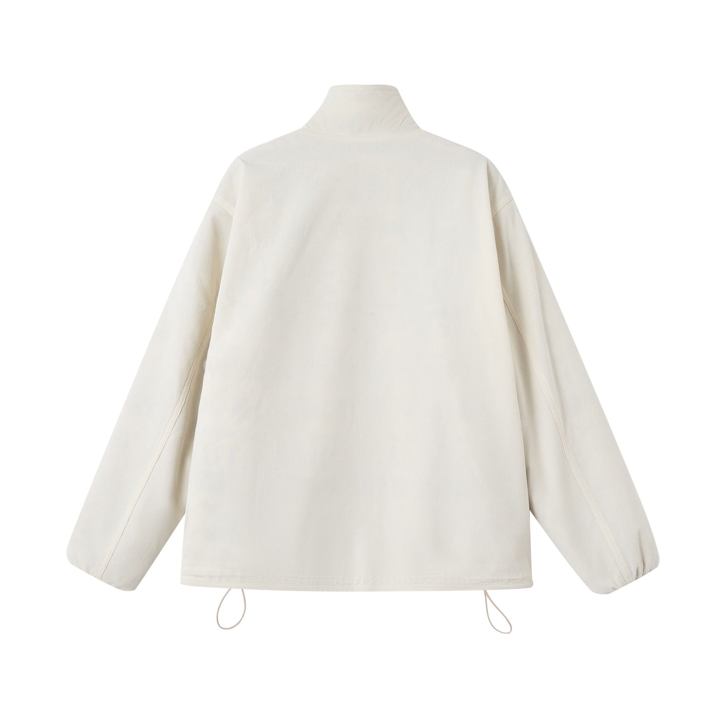 SOMESOWE Polar Fleece Jacquard Stand Collar Coat In White | MADAX