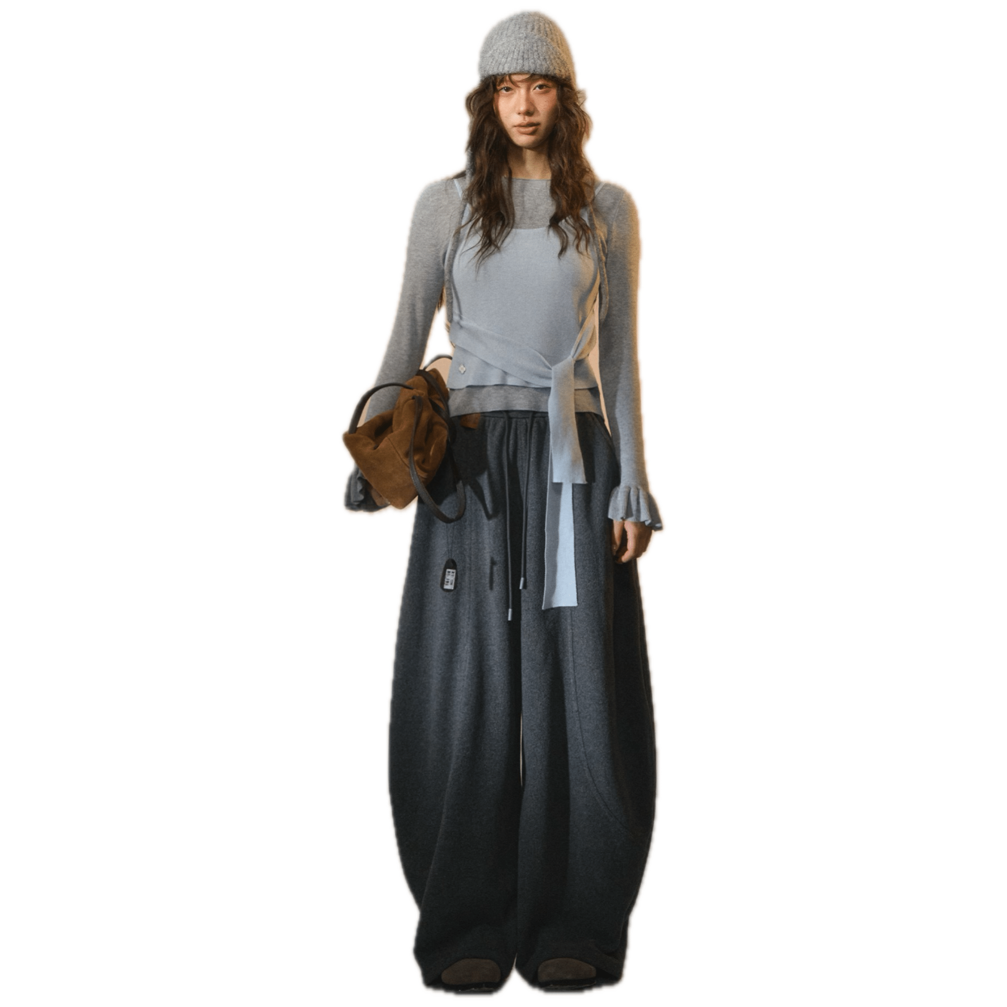 SOMESOWE Polar Fleece Machete Casual Pants in Dark Gray | MADAX