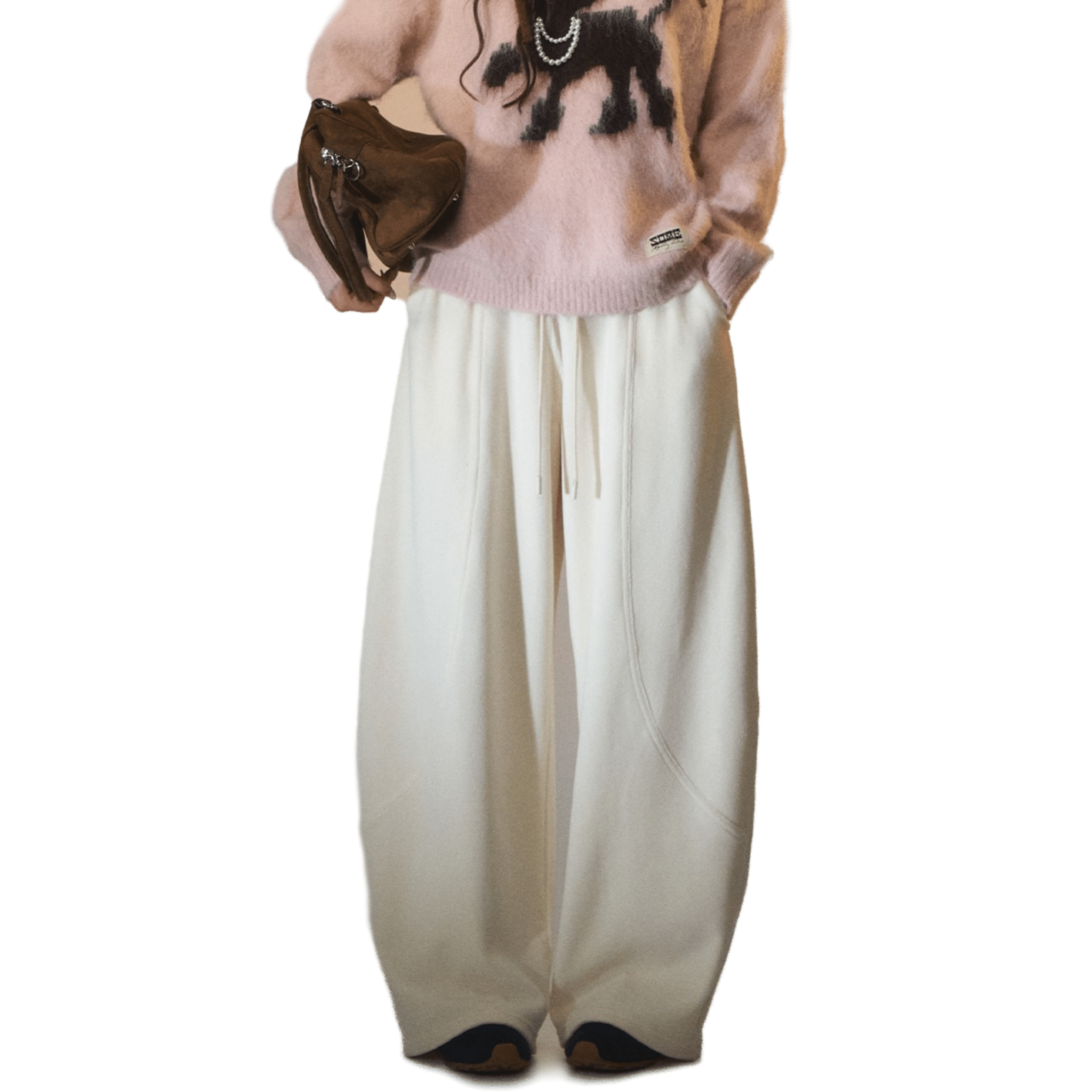 SOMESOWE Polar Fleece Machete Casual Pants in Off - white | MADAX