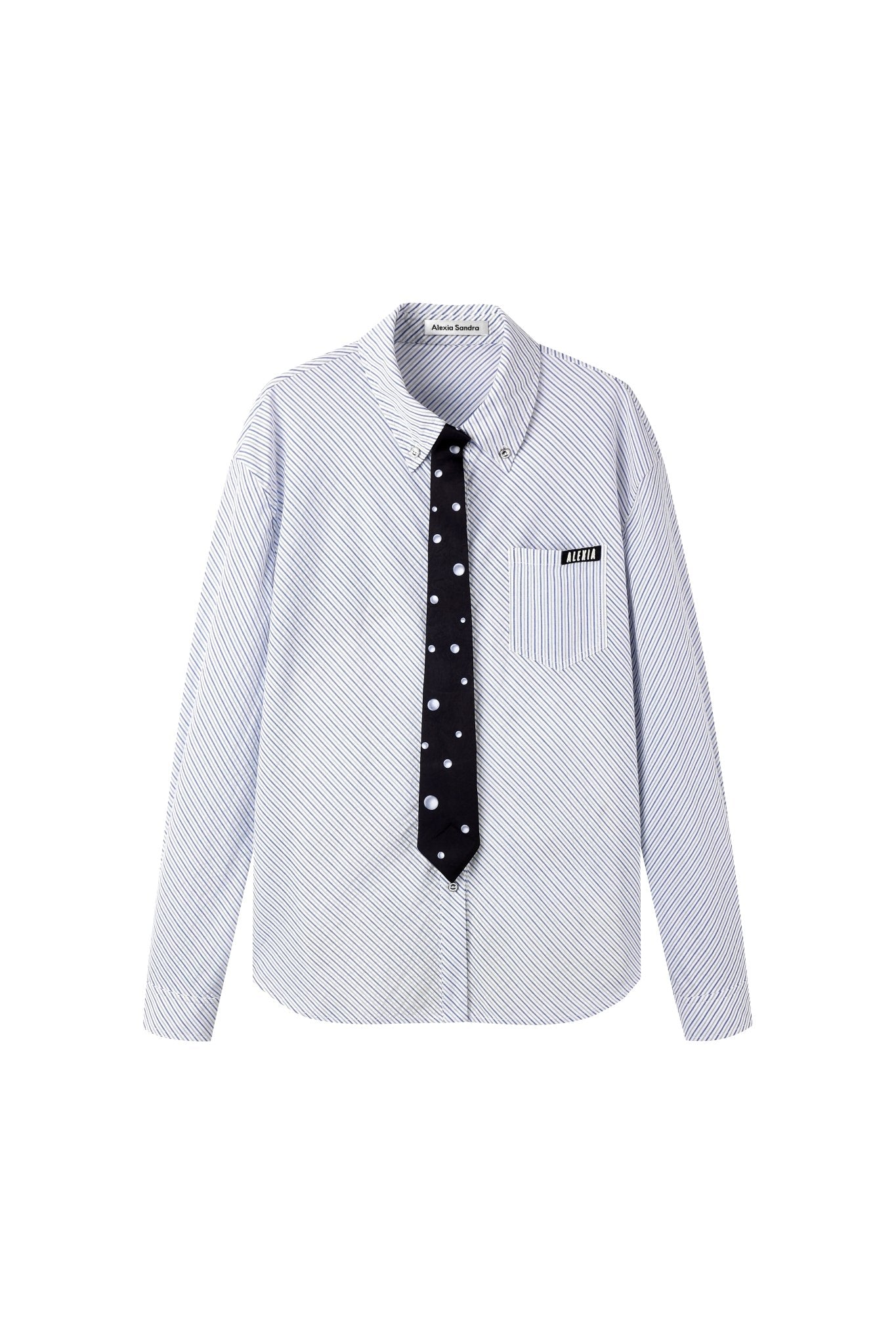 Alexia Sandra Polka Dot Shirt W/Tide In Striped Blue | MADAX