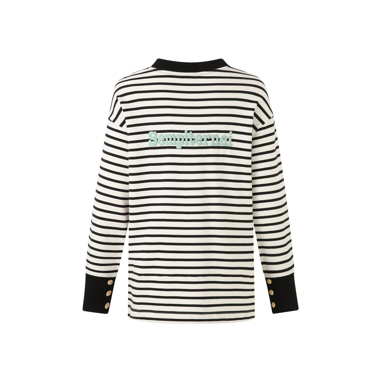 DIANA VEVINA Printed Logo Black and White Stripe Sweatshirt | MADA IN CHINA