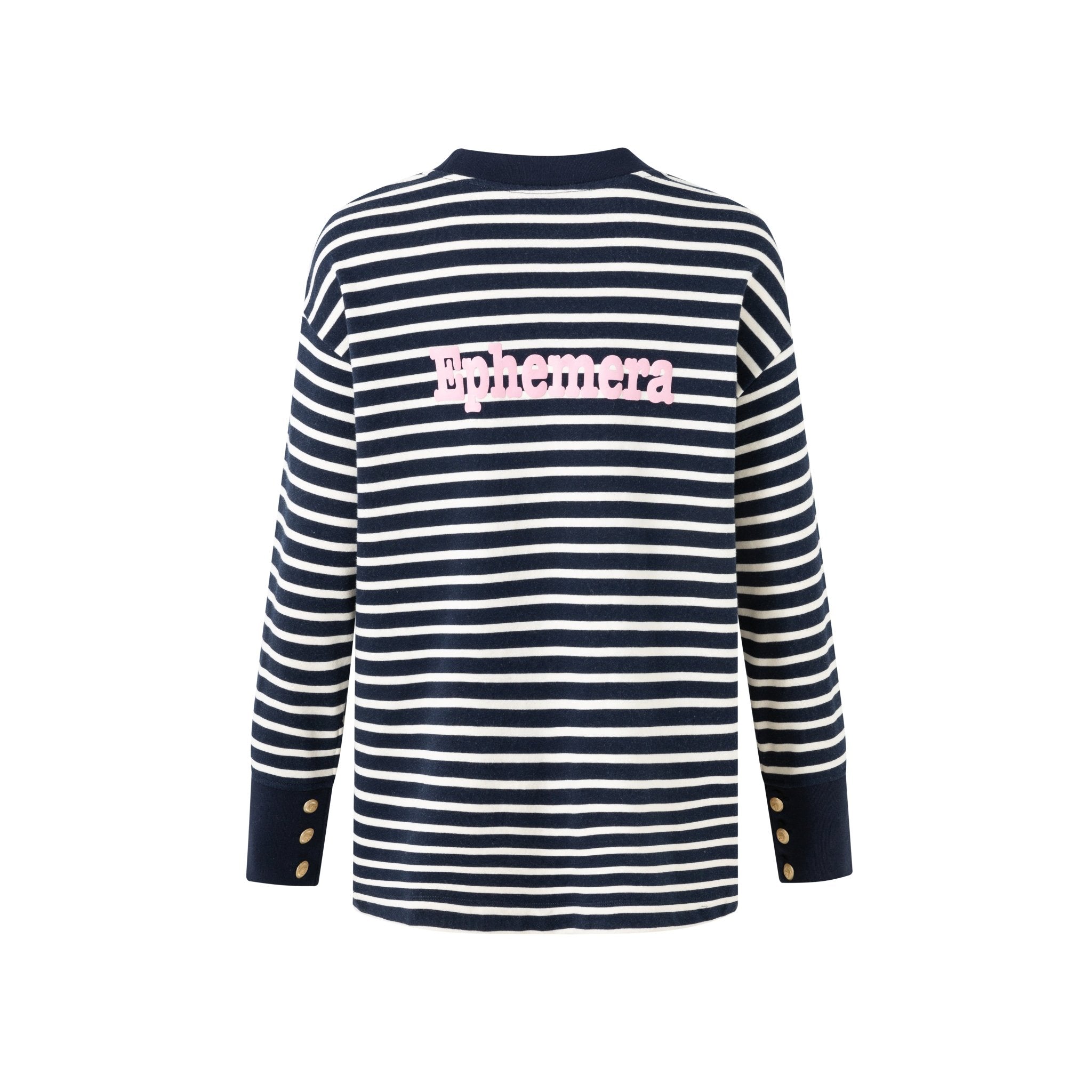 DIANA VEVINA Printed Logo Blue and White Stripe Sweatshirt | MADA IN CHINA