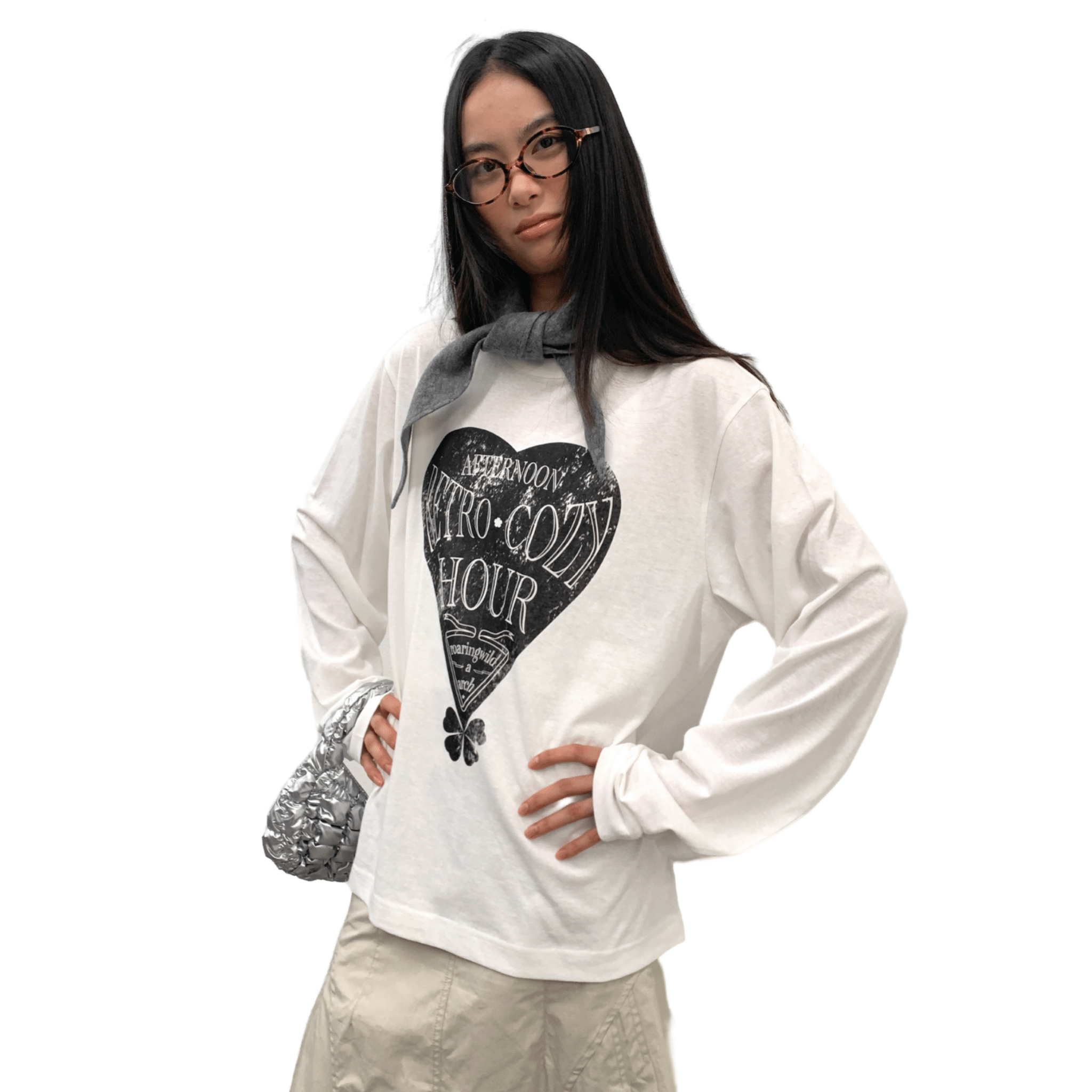 ARCH Printed Long - sleeved Top in Black and White | MADAX