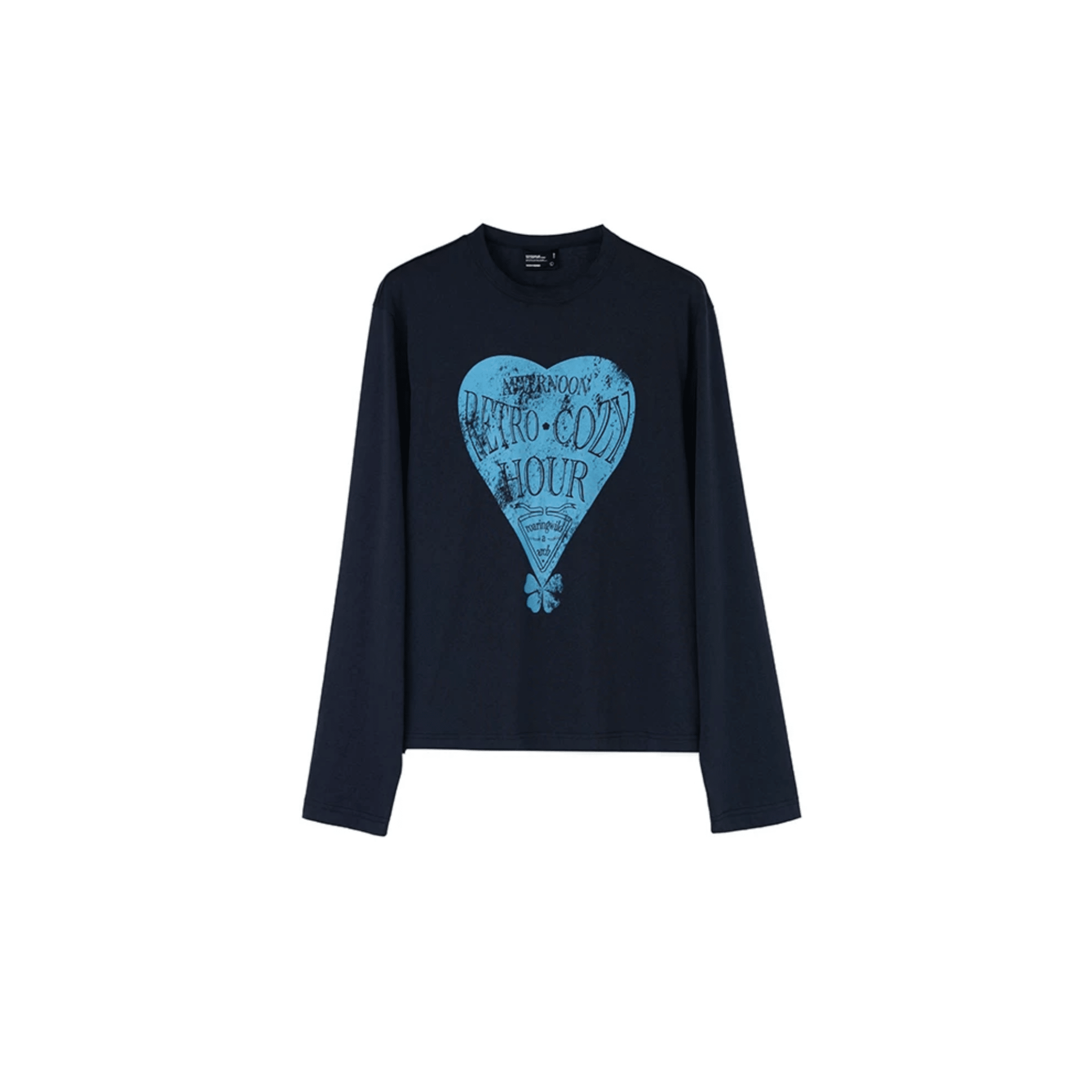 ARCH Printed Long - sleeved Top in Blue - black | MADAX