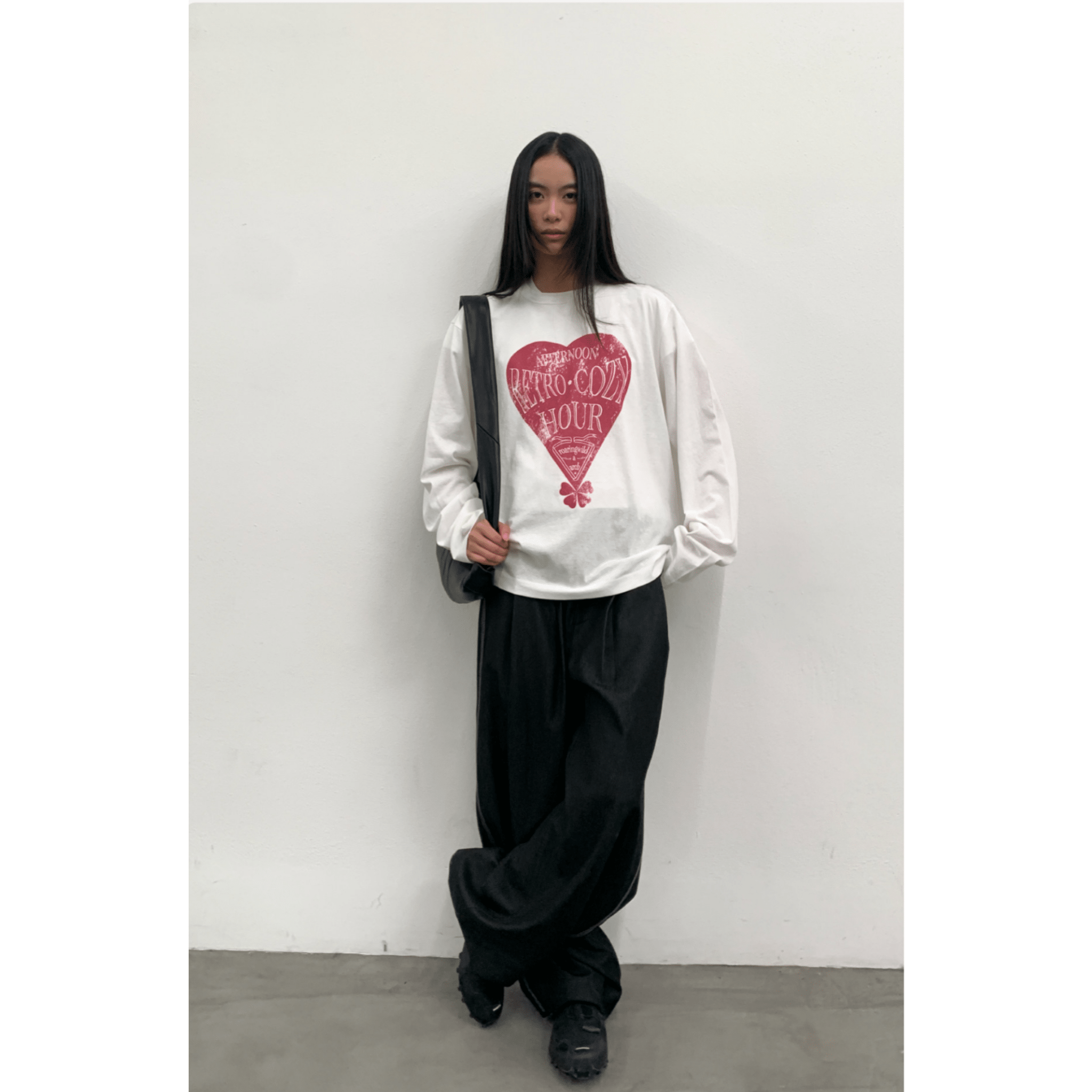 ARCH Printed Long - sleeved Top in Red and White | MADAX