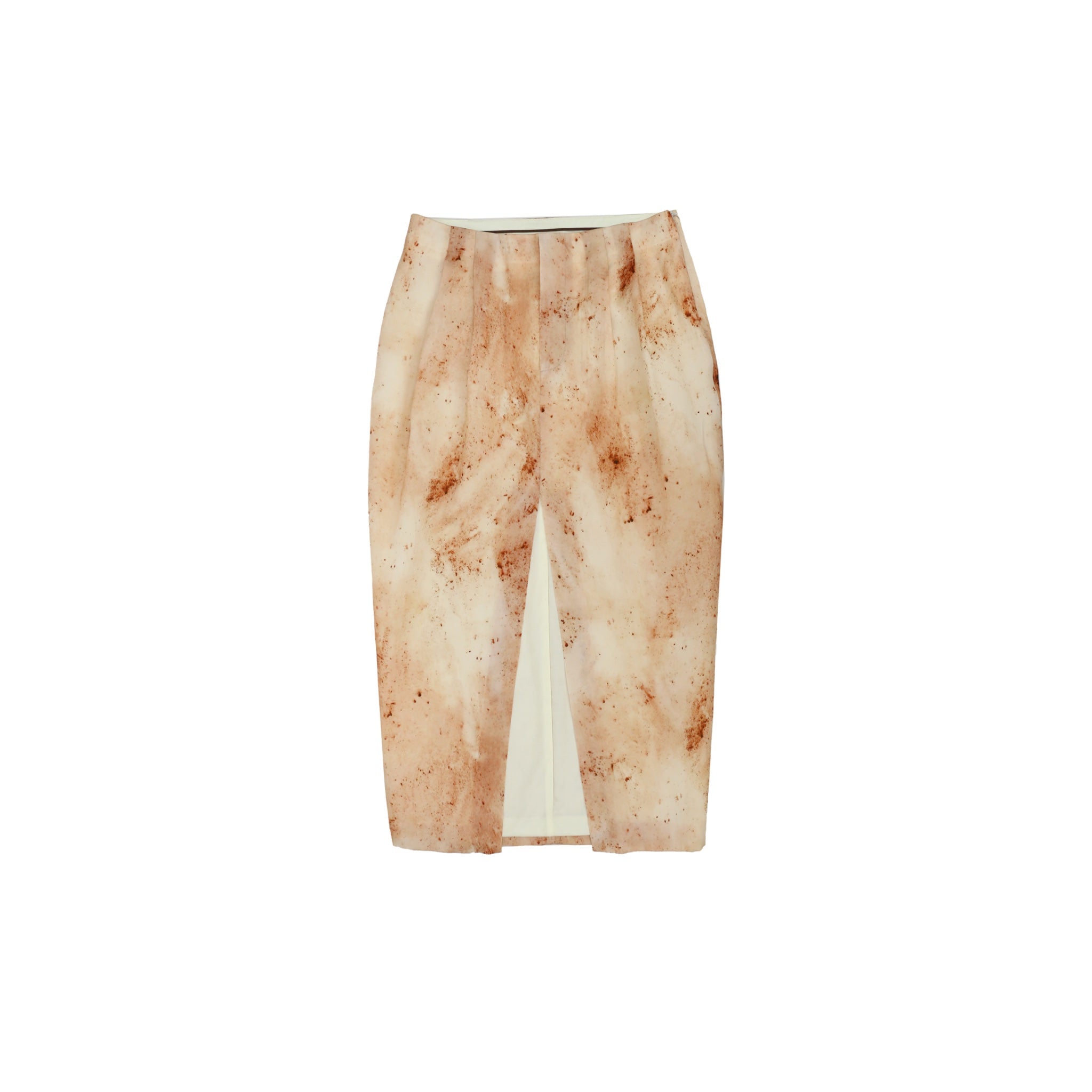 ilEWUOY Printed Silk Slit Skirt | MADA IN CHINA