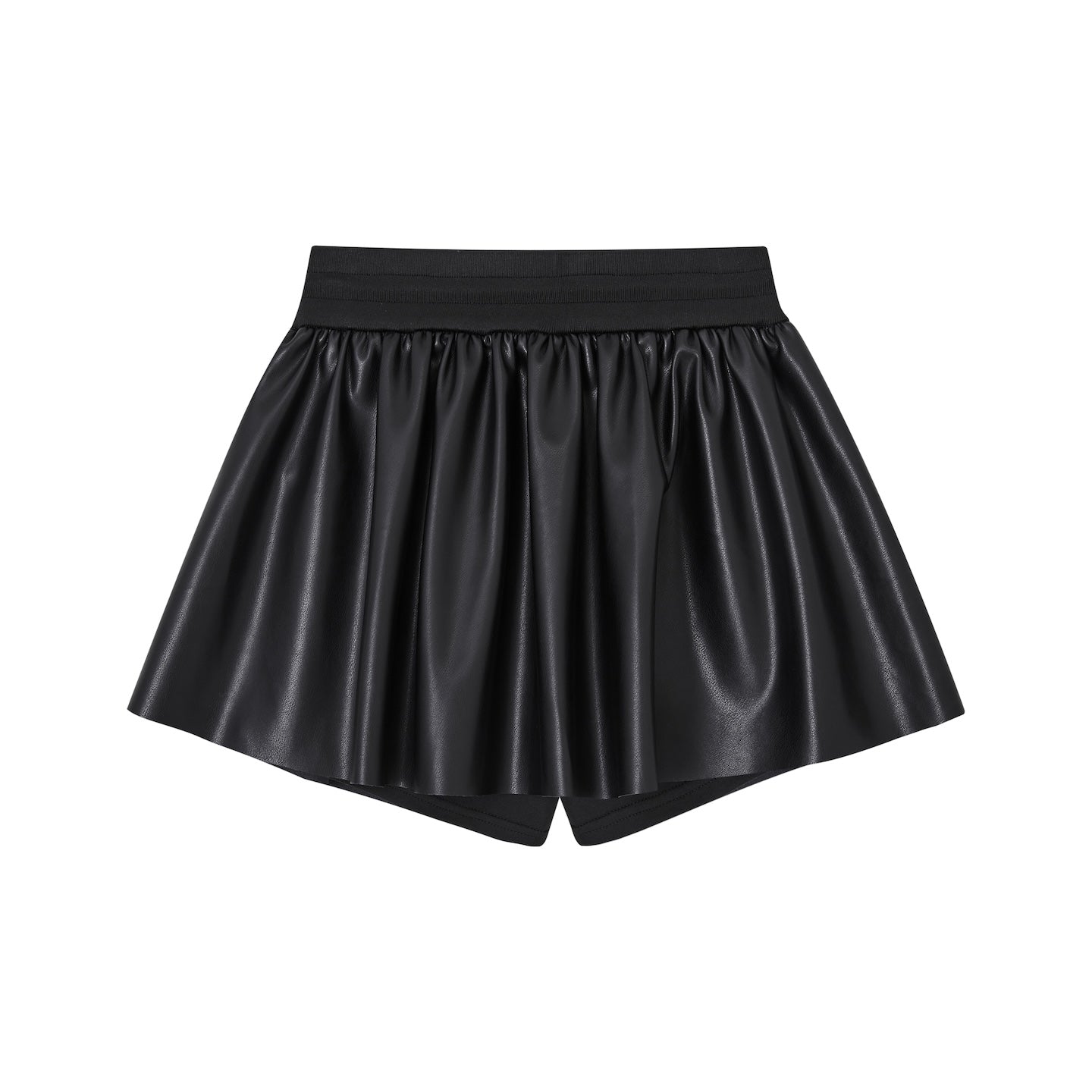 SOMESOWE Puffy Leather Skirt In Black | MADAX
