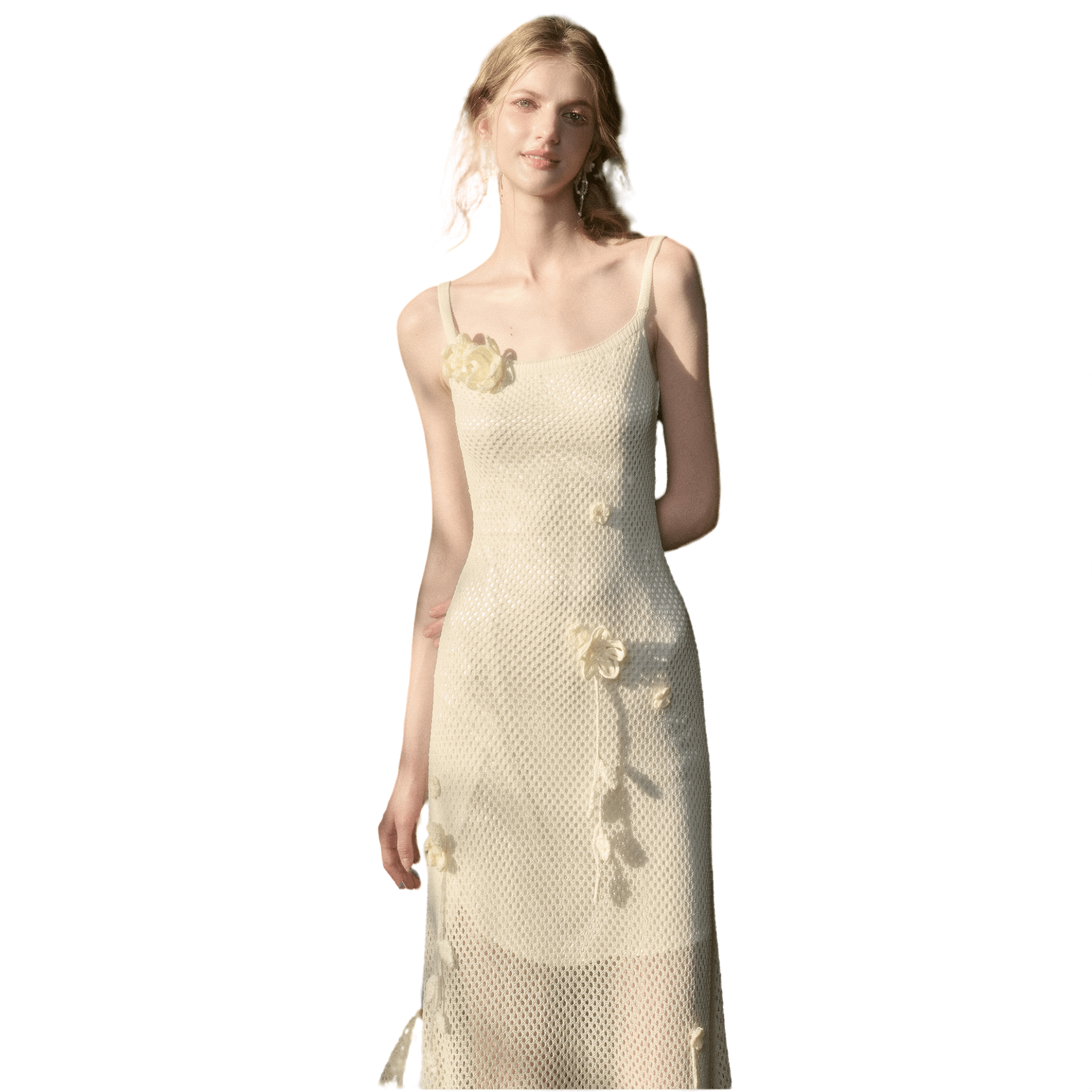 Group of Universe "Pure" Cool Fabric Knit Dress in White | MADAX