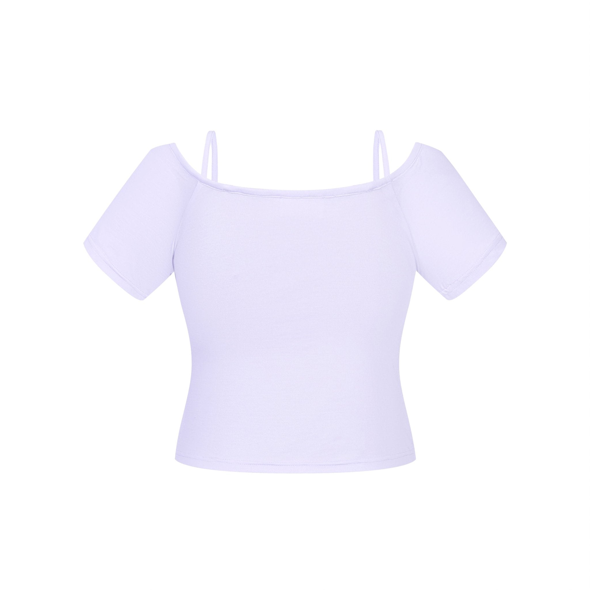 THREE QUARTERS Purple Drill Chain Strapless Slimming Top Short Sleeve | MADA IN CHINA