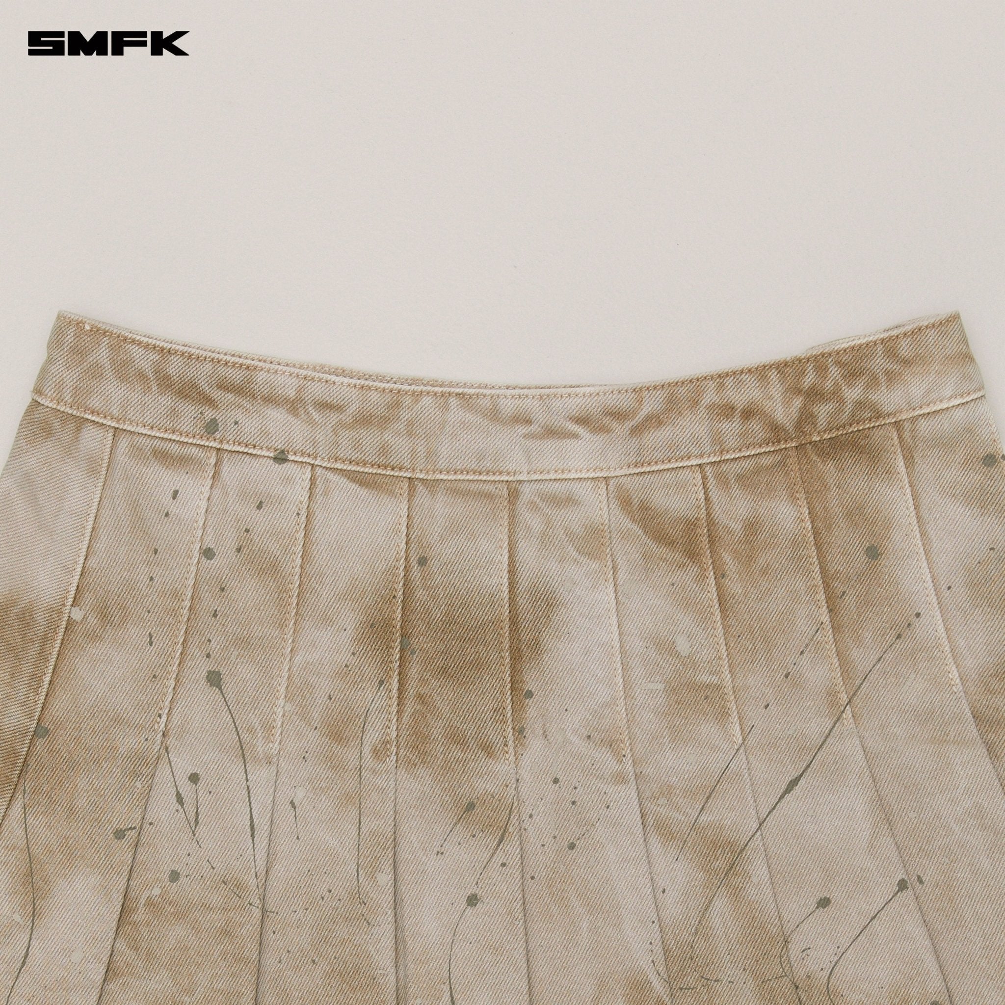 SMFK Rage Wild Denim Pleated Skirt In Brown | MADAX