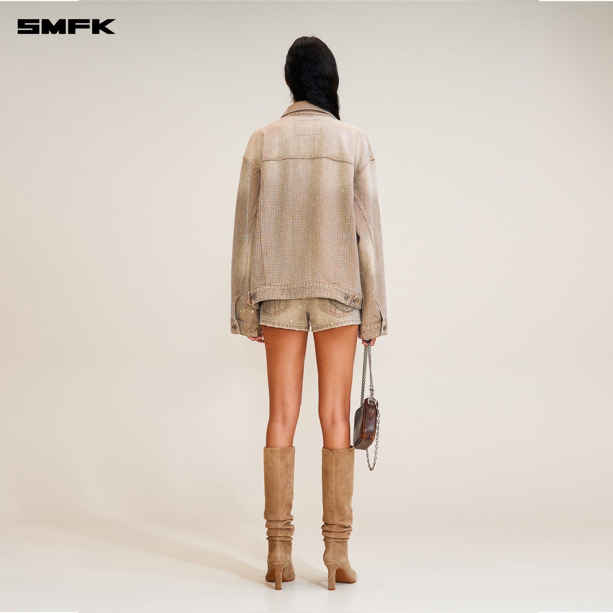 SMFK Rage Wild Diamond Denim Jacket In Earth Tone | MADAX