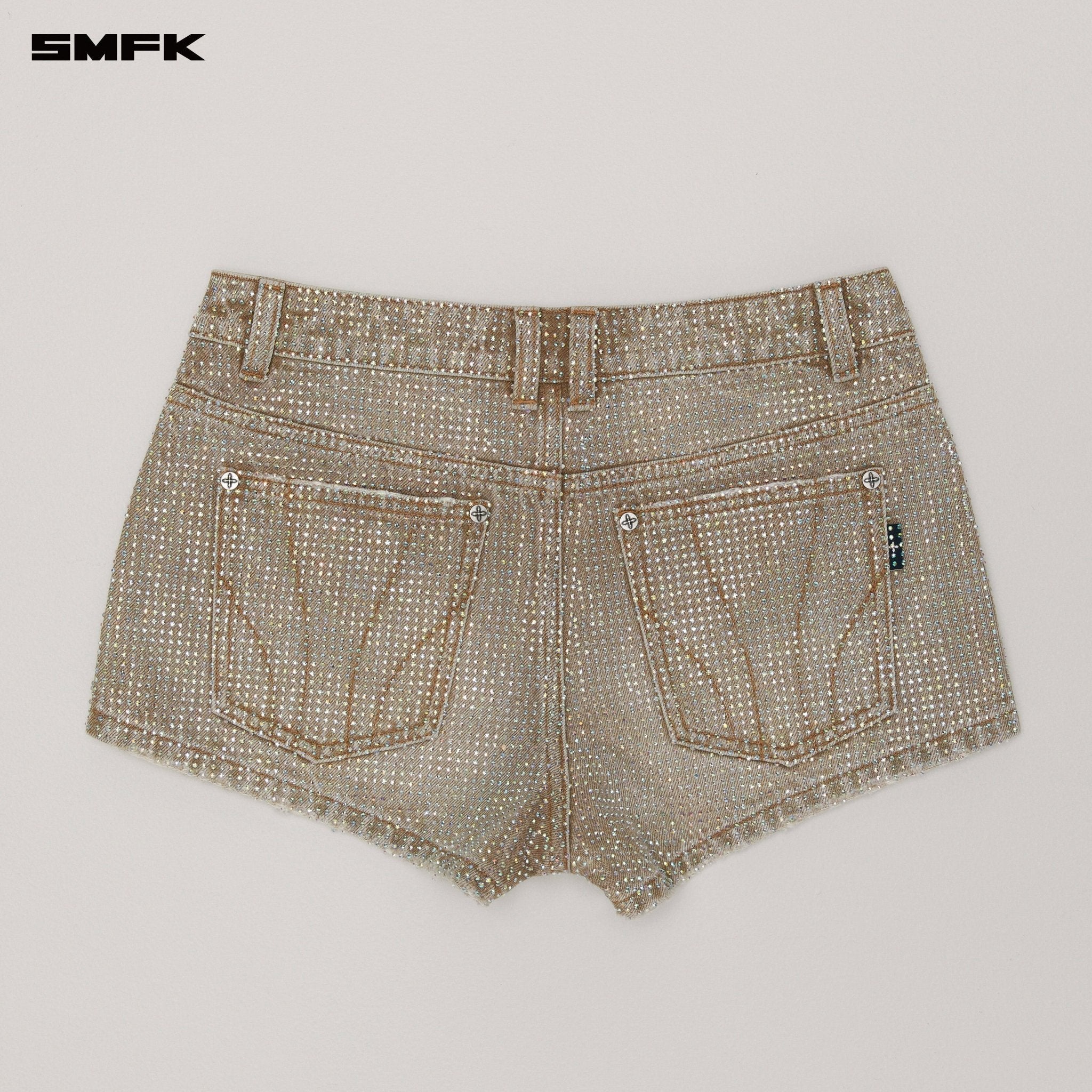 SMFK Rage Wild Diamond Denim Shorts Low In Earth Tone | MADAX