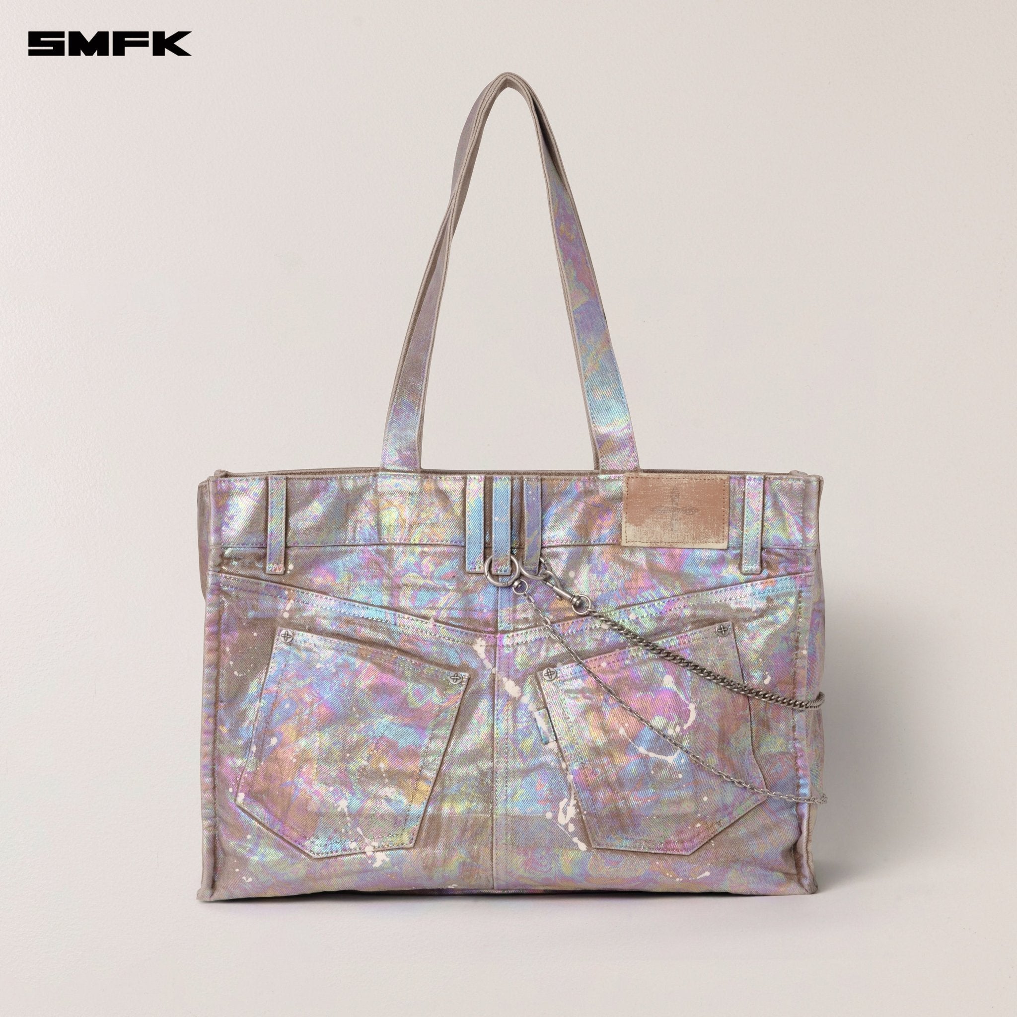 SMFK Rage Wild Fantasy Brick Denim Tote In Iridescent (Large) | MADAX