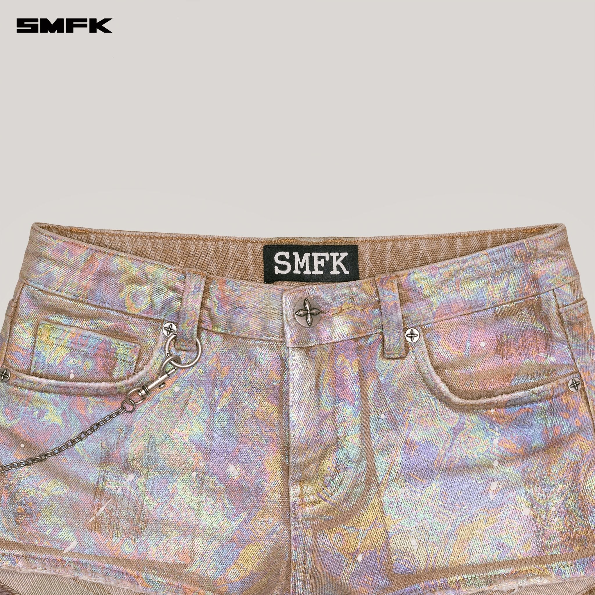 SMFK Rage Wild Fantasy Denim Shorts Low In Iridescent | MADAX