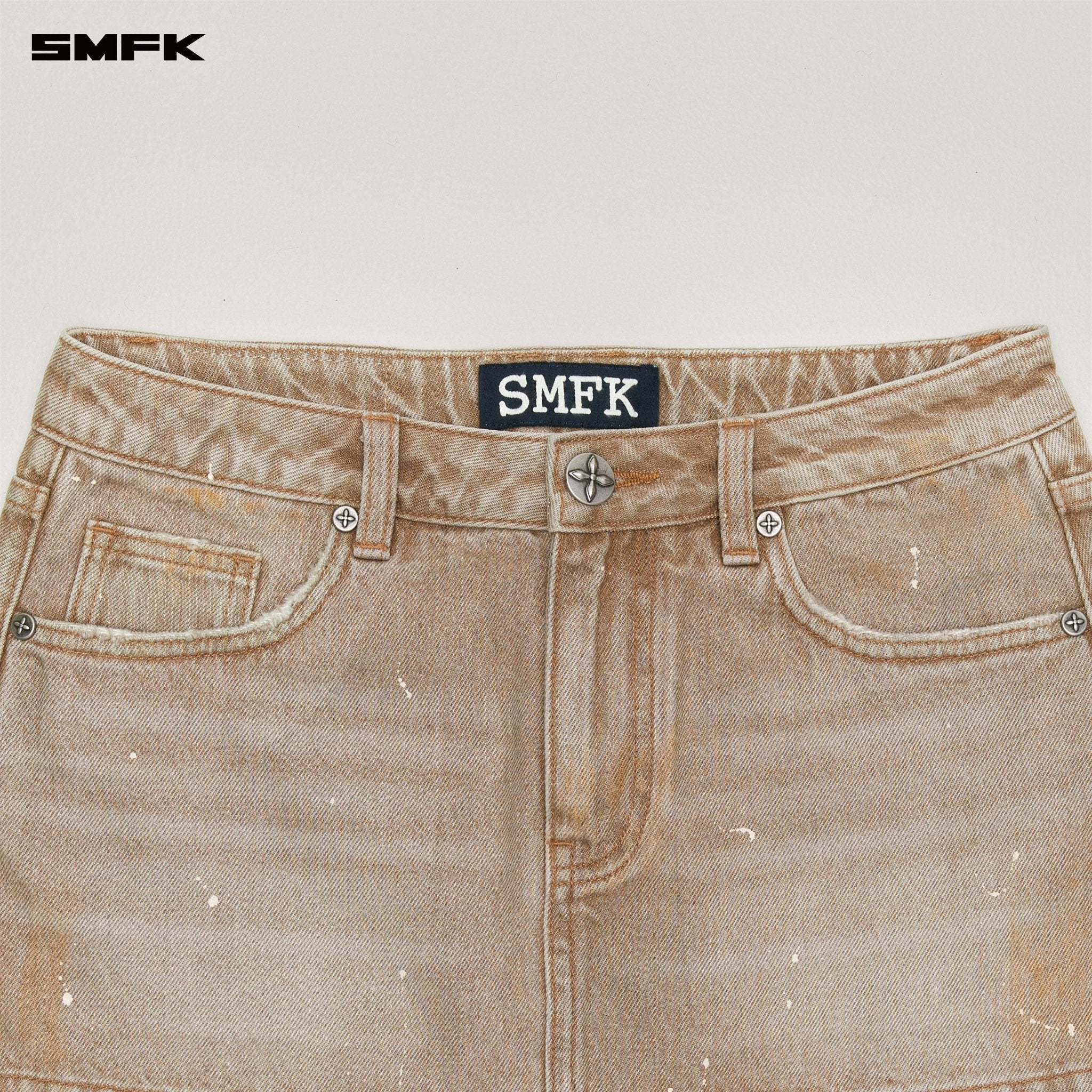SMFK Rage Wild Handcraf Denim Skirt In Brown | MADAX