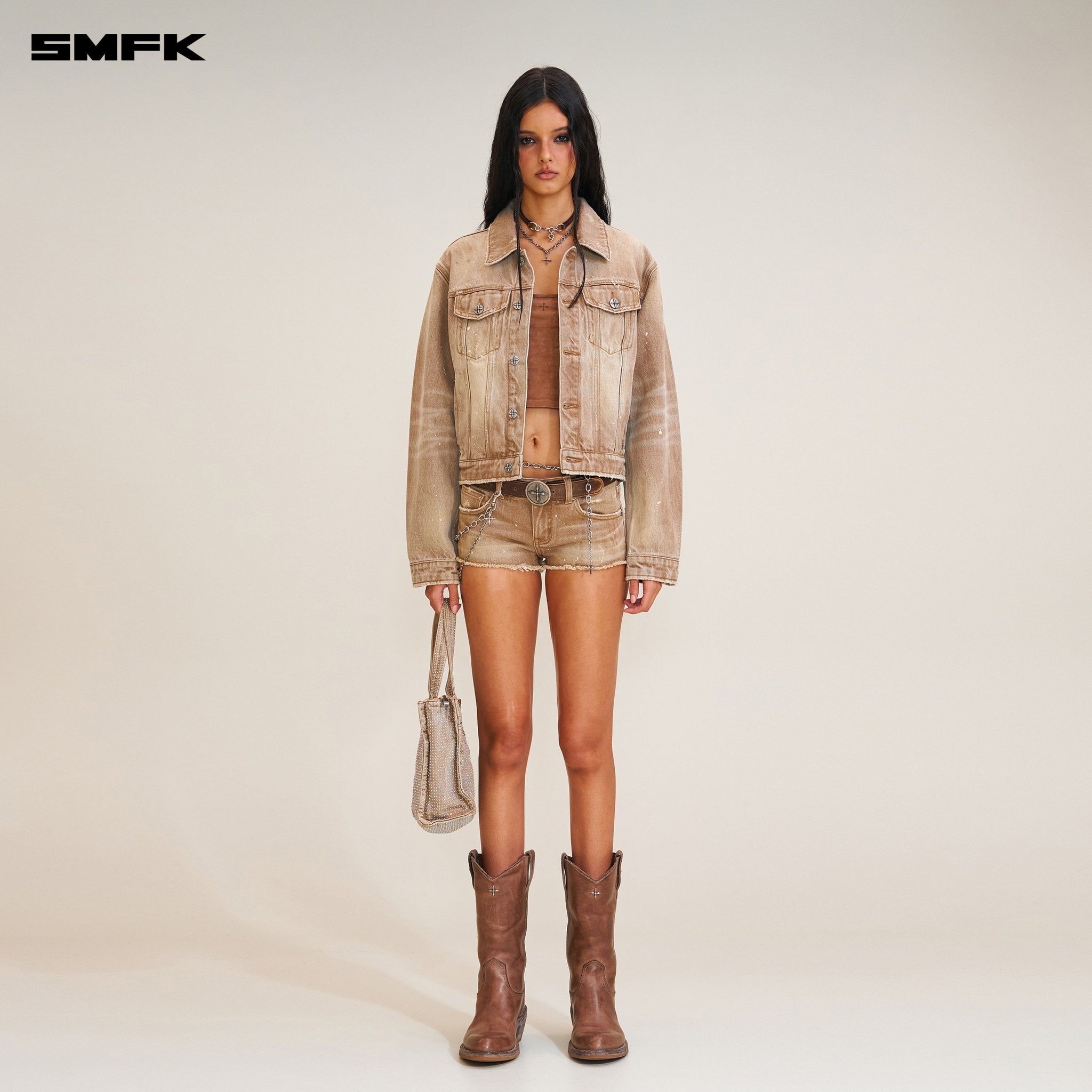 SMFK Rage Wild Handcraft Denim Jacket In Cowboy Brown | MADAX