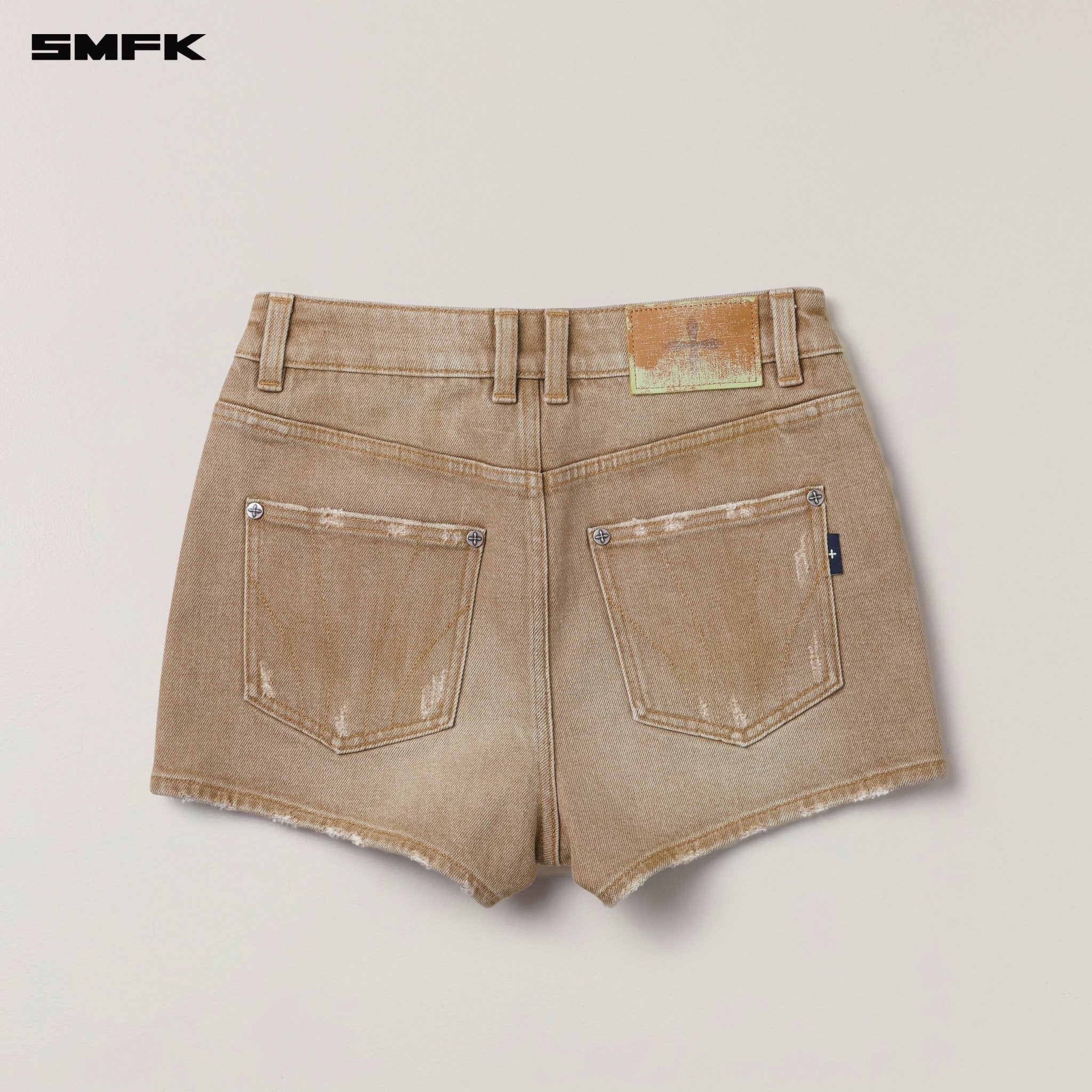 SMFK Rage Wild Handcraft High Waist Denim Shorts In Cowboy Brown | MADAX