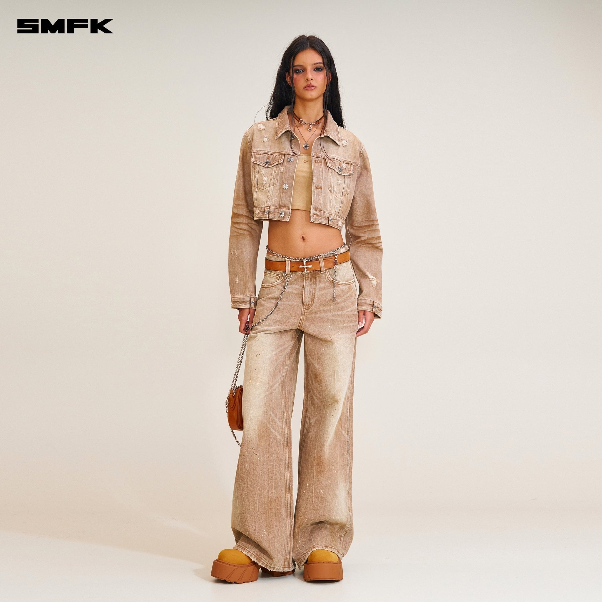 SMFK Rage Wild Handcraft Tower Denim Pants In Cowboy Brown | MADAX