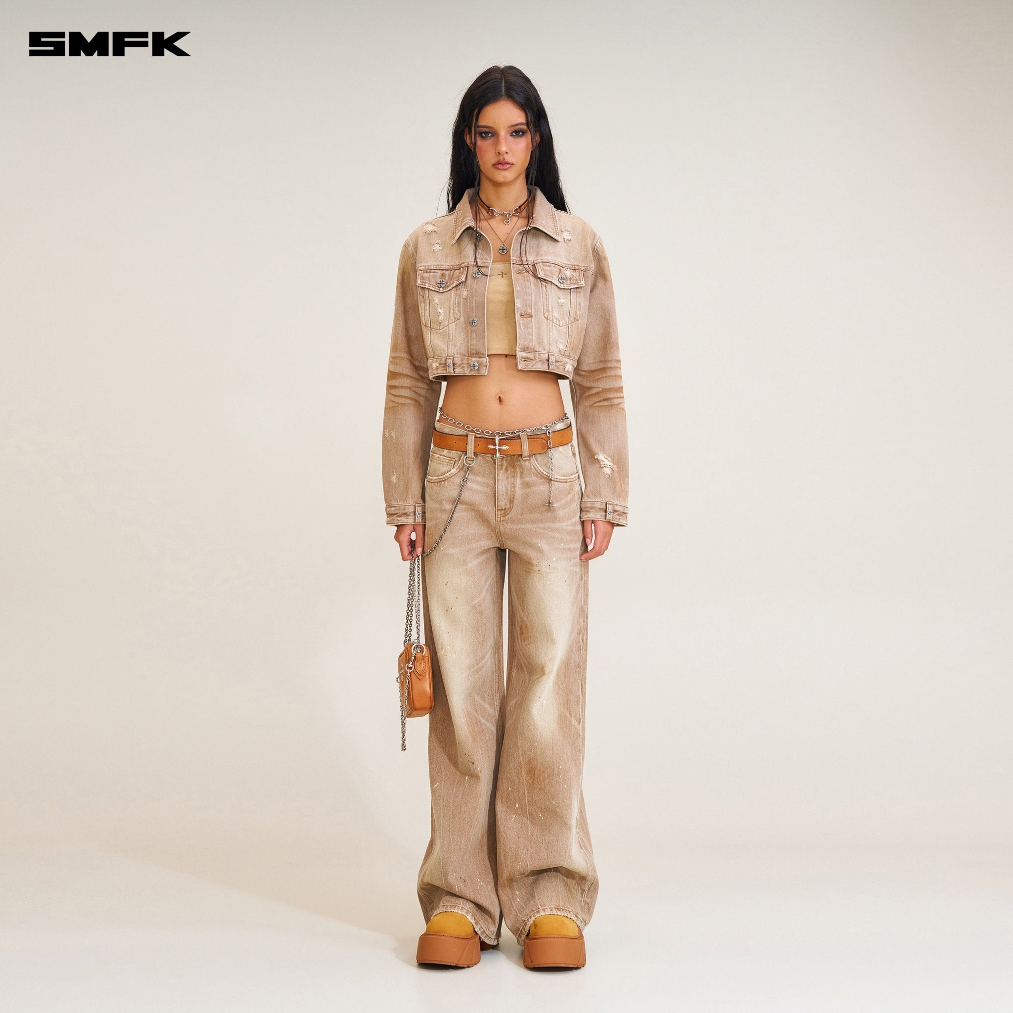 SMFK Rage Wild Handcraft Tower Denim Pants In Cowboy Brown | MADAX