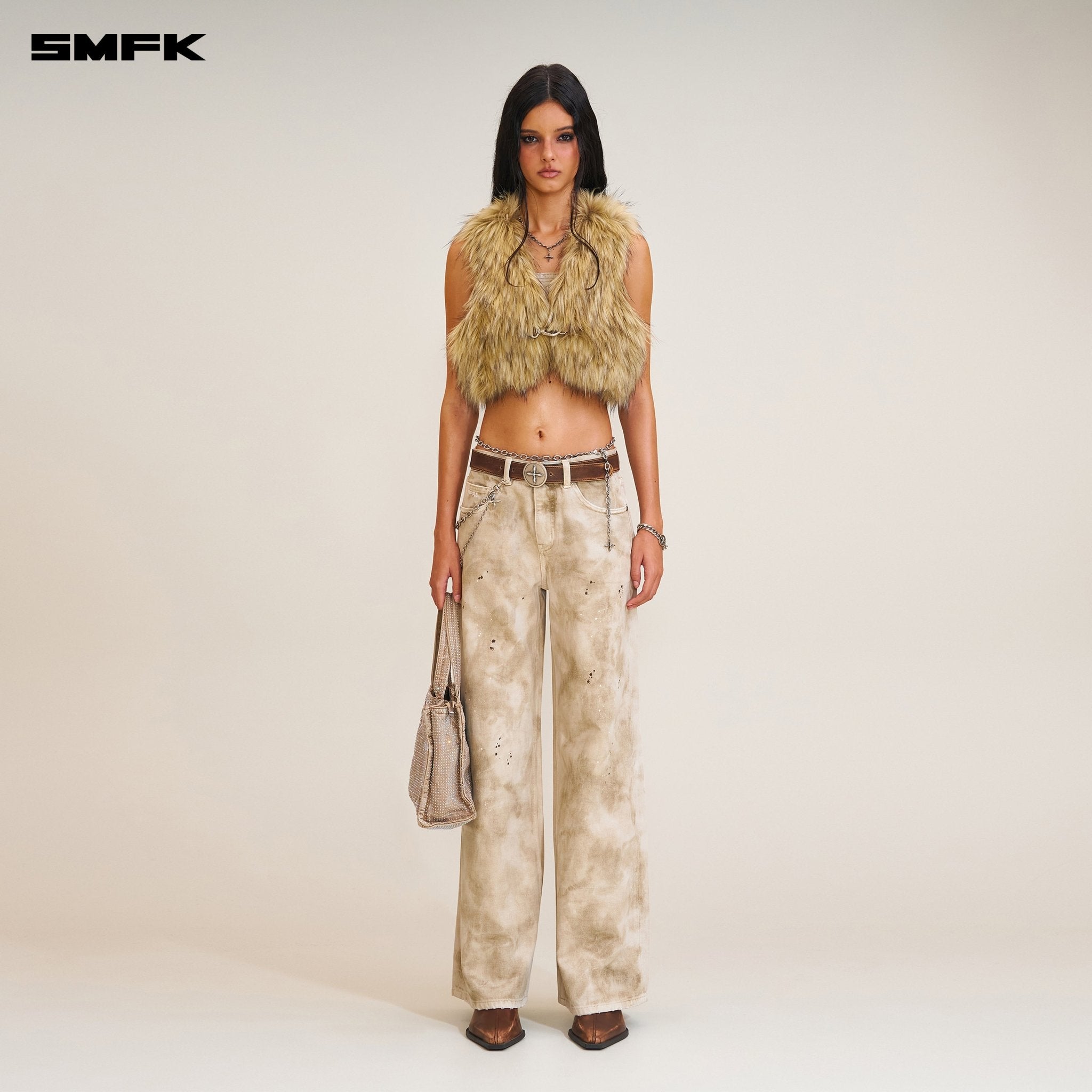 SMFK Rage Wild Handcraft Tower Denim Pants In Wild Brown | MADAX
