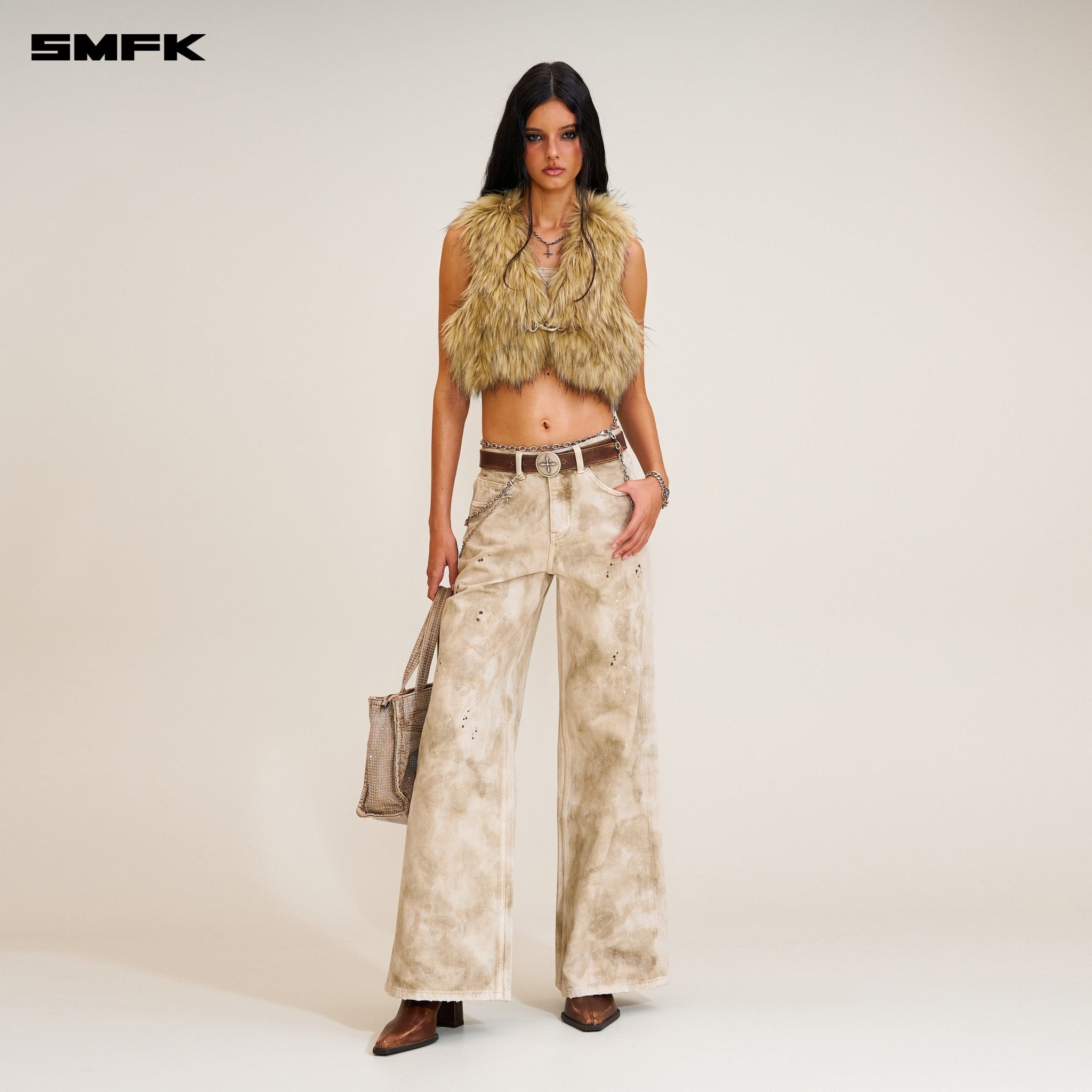 SMFK Rage Wild Handcraft Tower Denim Pants In Wild Brown | MADAX