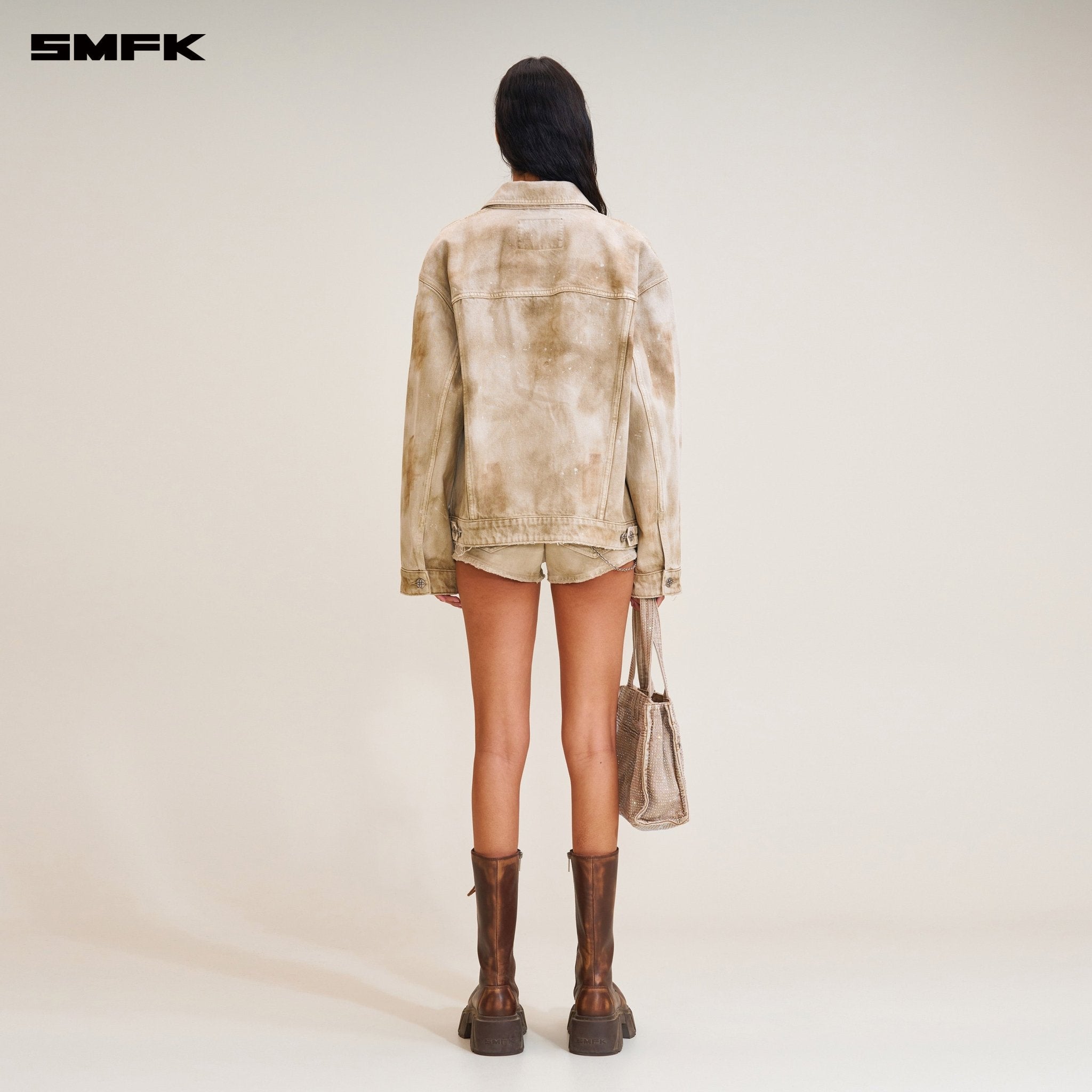 SMFK Rage Wild Huge Denim Jacket In Brown | MADAX