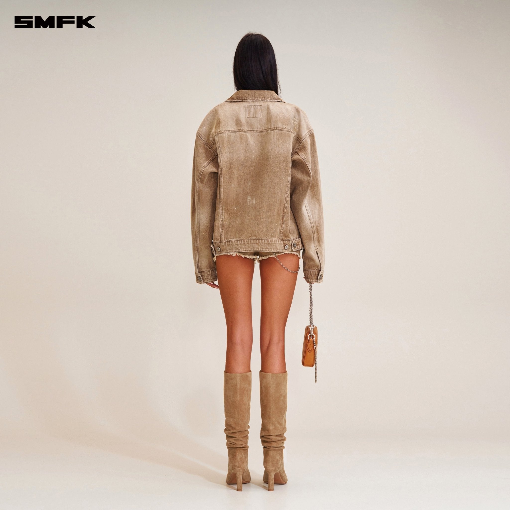 SMFK Rage Wild Huge Denim Jacket In Cowboy Brown | MADAX