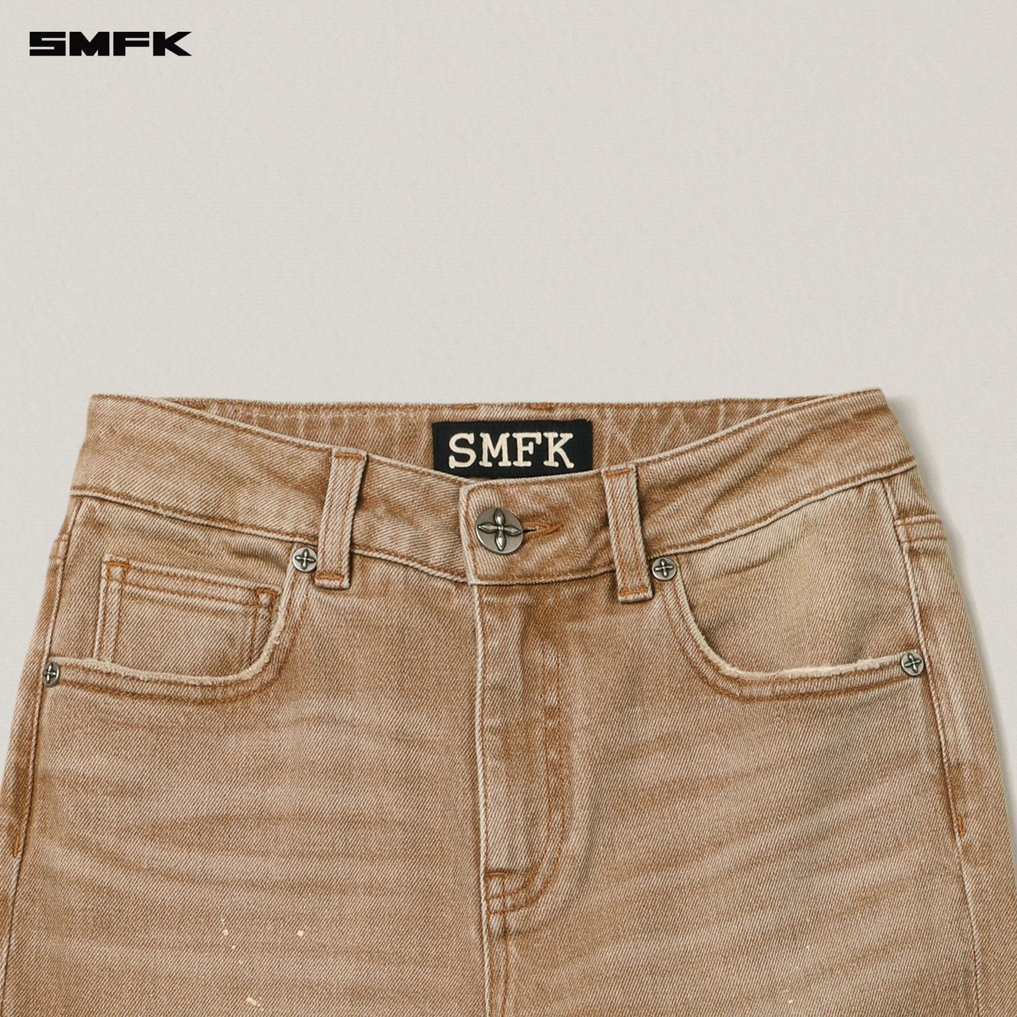 SMFK Rage Wild Hurricane Handcraft Flared Denim Pants In Cowboy Brown | MADAX
