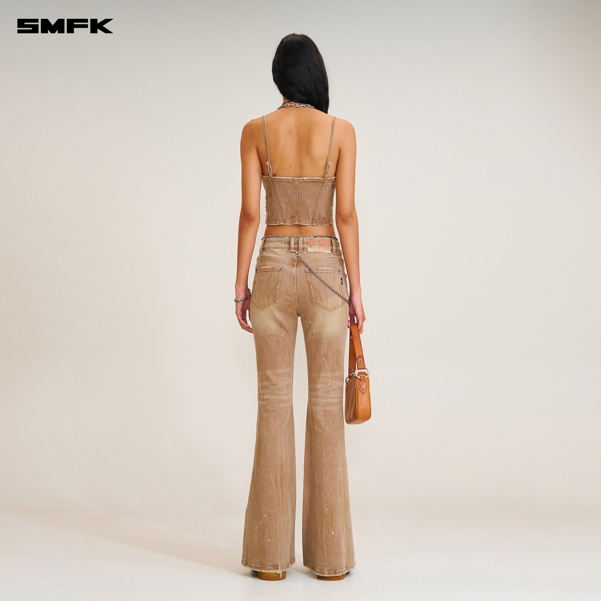 SMFK Rage Wild Hurricane Handcraft Flared Denim Pants In Cowboy Brown | MADAX