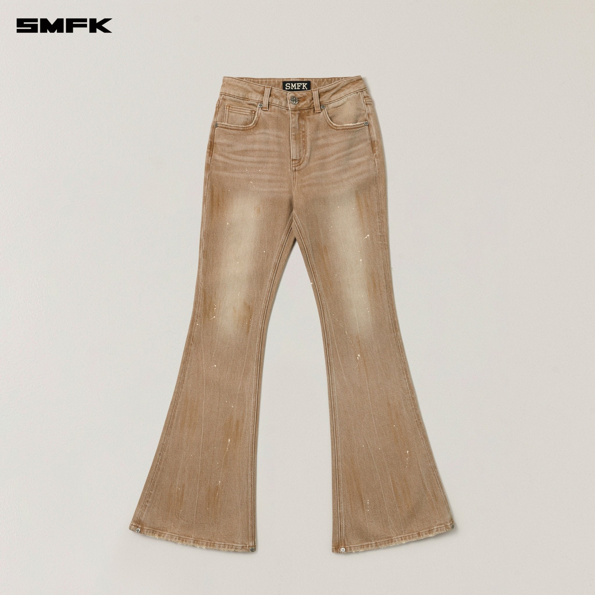 SMFK Rage Wild Hurricane Handcraft Flared Denim Pants In Cowboy Brown | MADAX