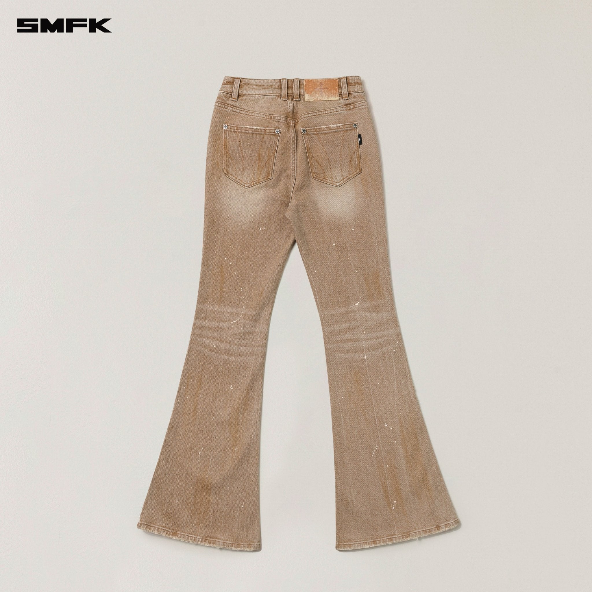 SMFK Rage Wild Hurricane Handcraft Flared Denim Pants In Cowboy Brown | MADAX