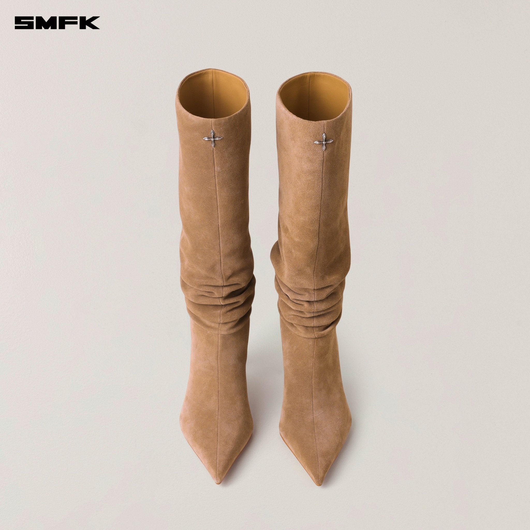SMFK Rage Wild Hurricane Leather High - Heel Boots In Sand | MADAX