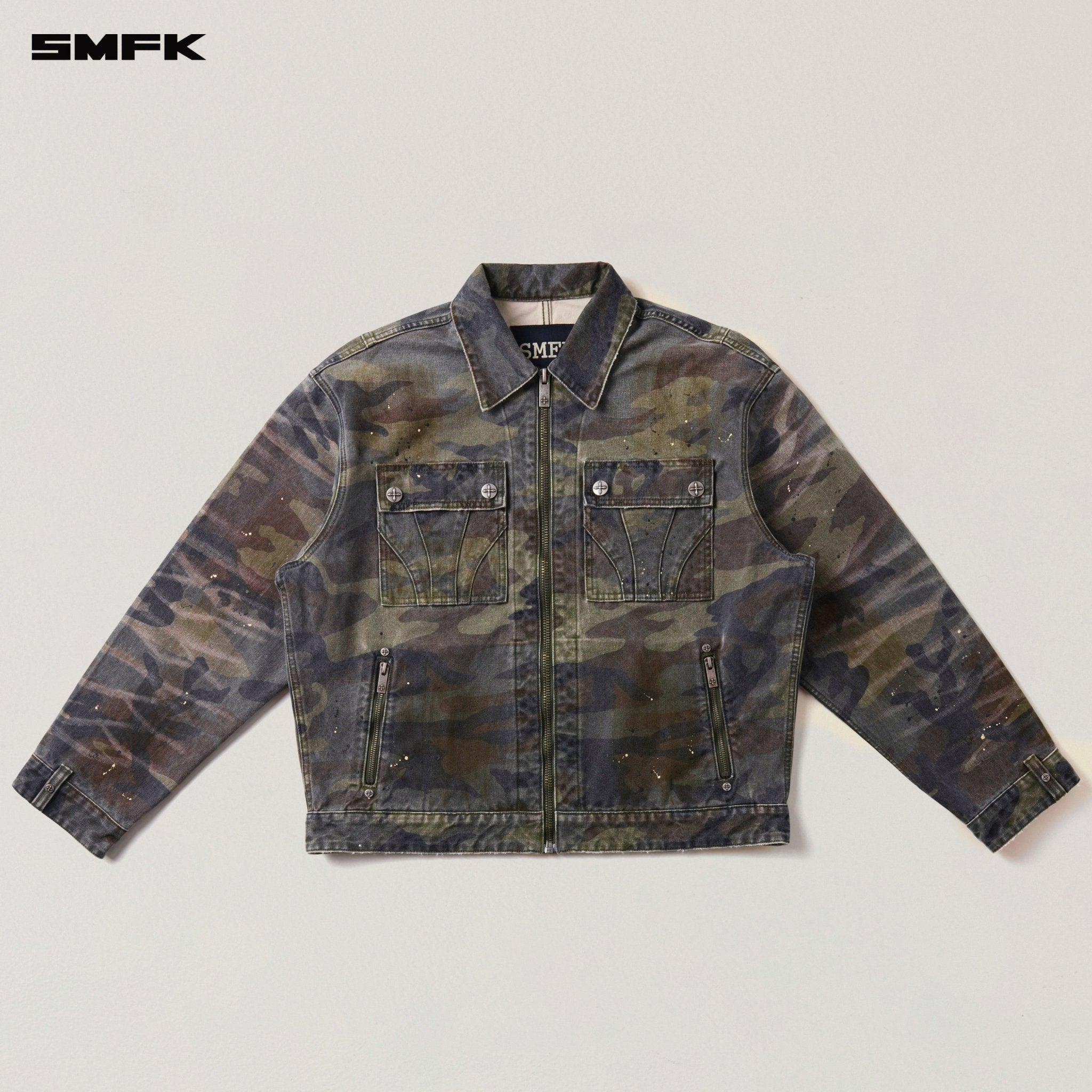 SMFK Rage - Wild Origin Camo Loose Cargo Jacket In Army Green Camouflage | MADAX