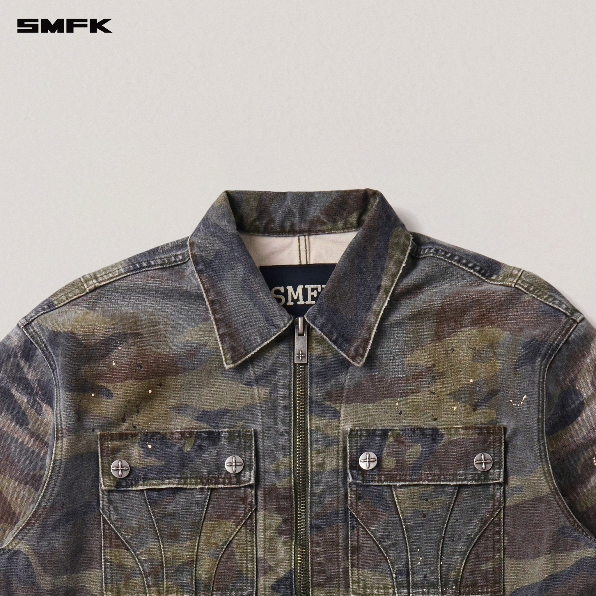 SMFK Rage - Wild Origin Camo Loose Cargo Jacket In Army Green Camouflage | MADAX