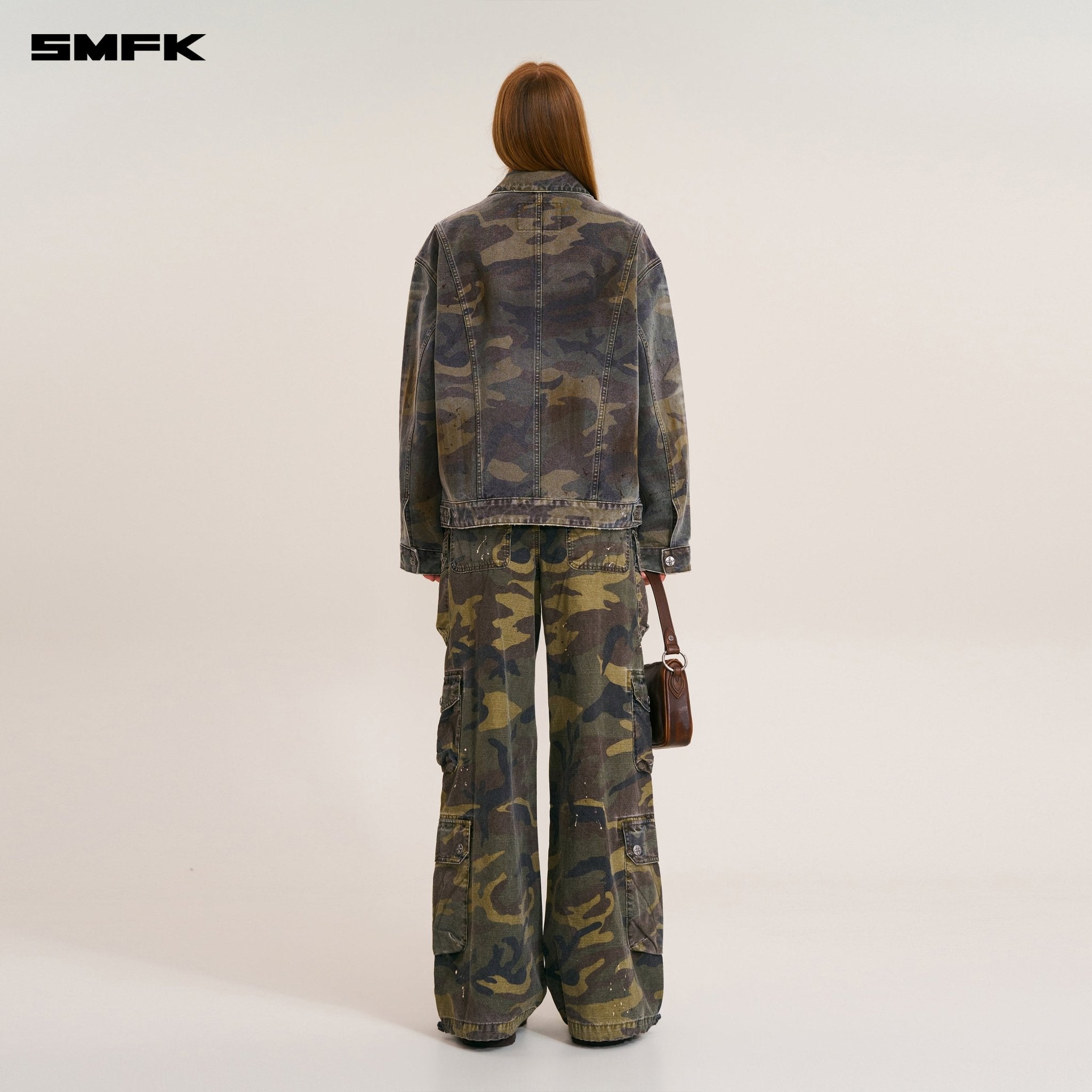 SMFK Rage - Wild Origin Camo Loose Cargo Jacket In Army Green Camouflage | MADAX