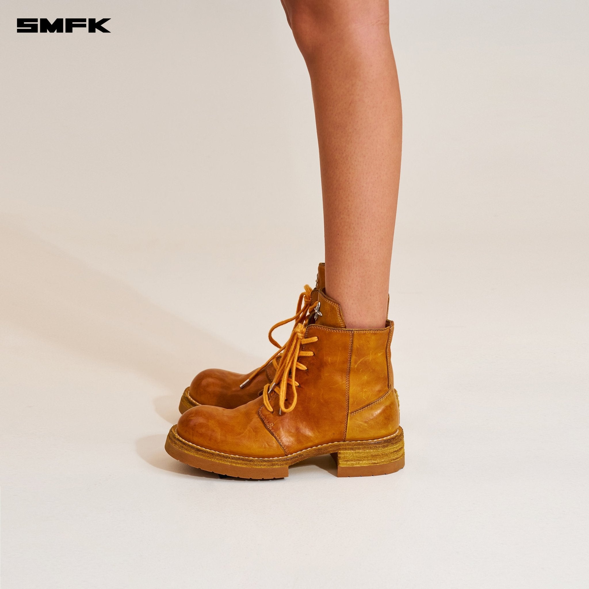 SMFK Rage Wild Origin Goodyear Horse Leather Motorcycle Boots In Golden Sun | MADAX