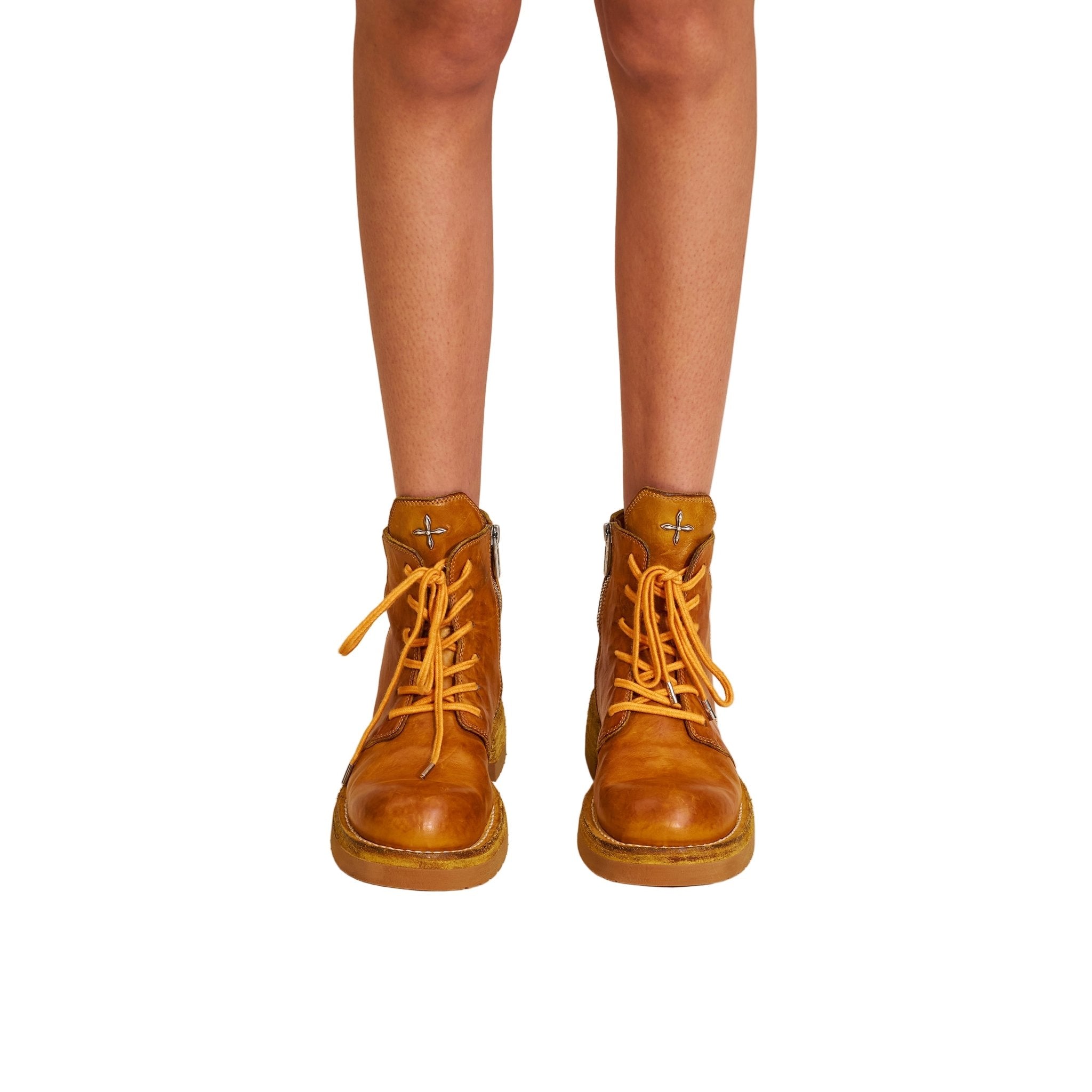 SMFK Rage Wild Origin Goodyear Horse Leather Motorcycle Boots In Golden Sun | MADAX