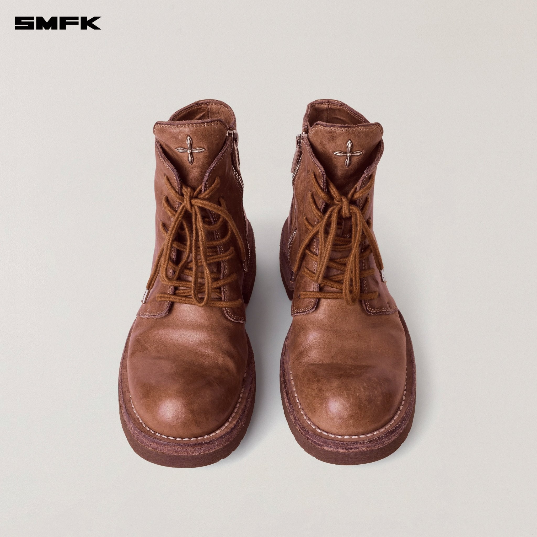 SMFK Rage Wild Origin Goodyear Horse Leather Motorcycle Boots In Wild Brown | MADAX